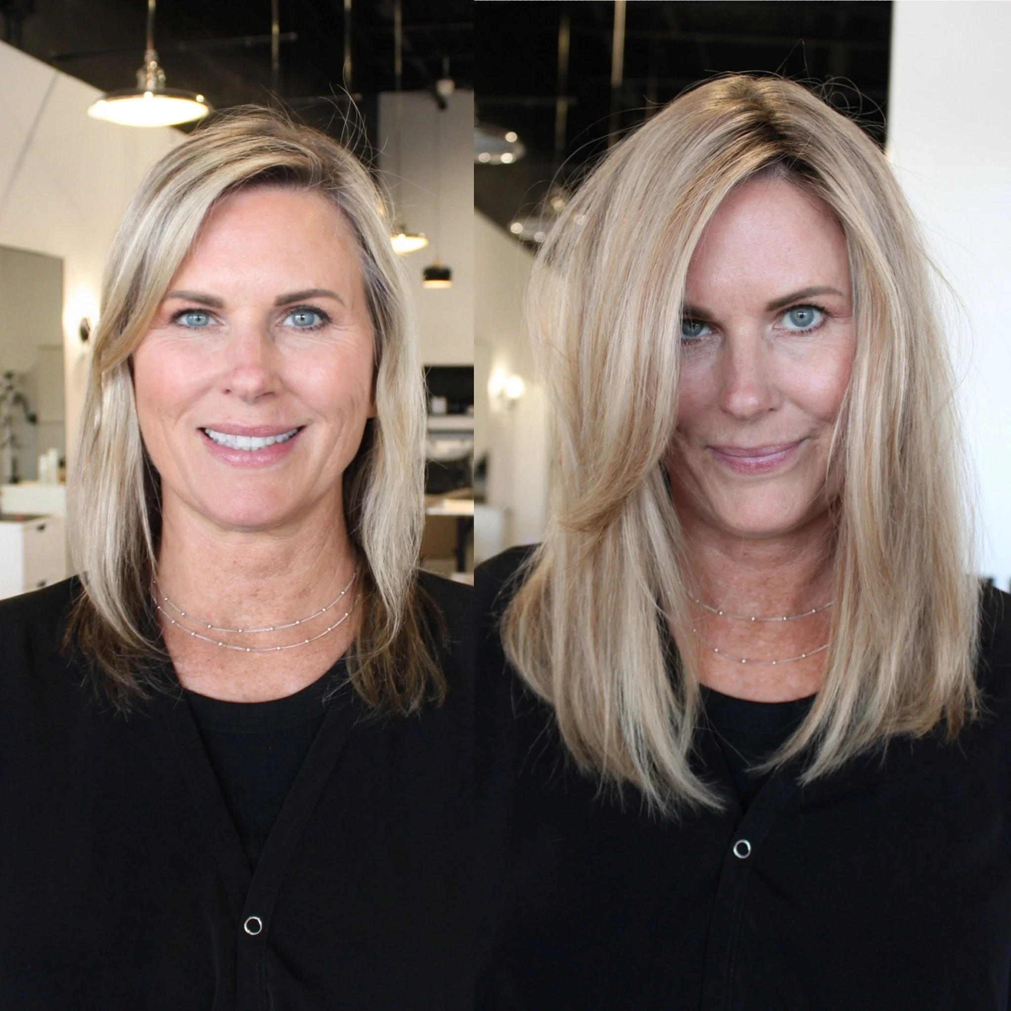 See the stunning before and after transformation with hair extensions at Elle Society Salon. Our expert stylists create voluminous, natural-looking extensions that blend seamlessly with your hair. Discover the perfect hair loss solution and achieve y