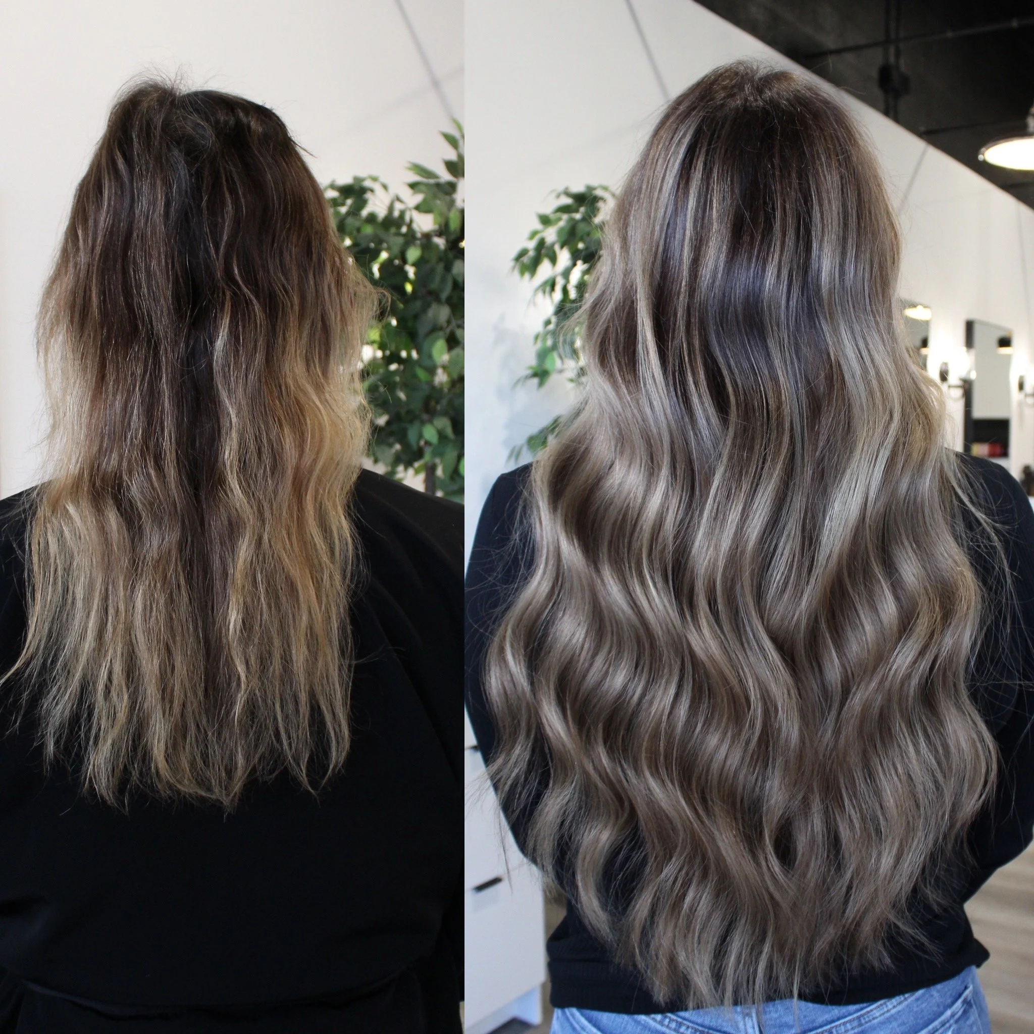 See the stunning before and after transformation with hair extensions at Elle Society Salon. Our expert stylists create voluminous, natural-looking extensions that blend seamlessly with your hair. Discover the perfect hair loss solution and achieve y
