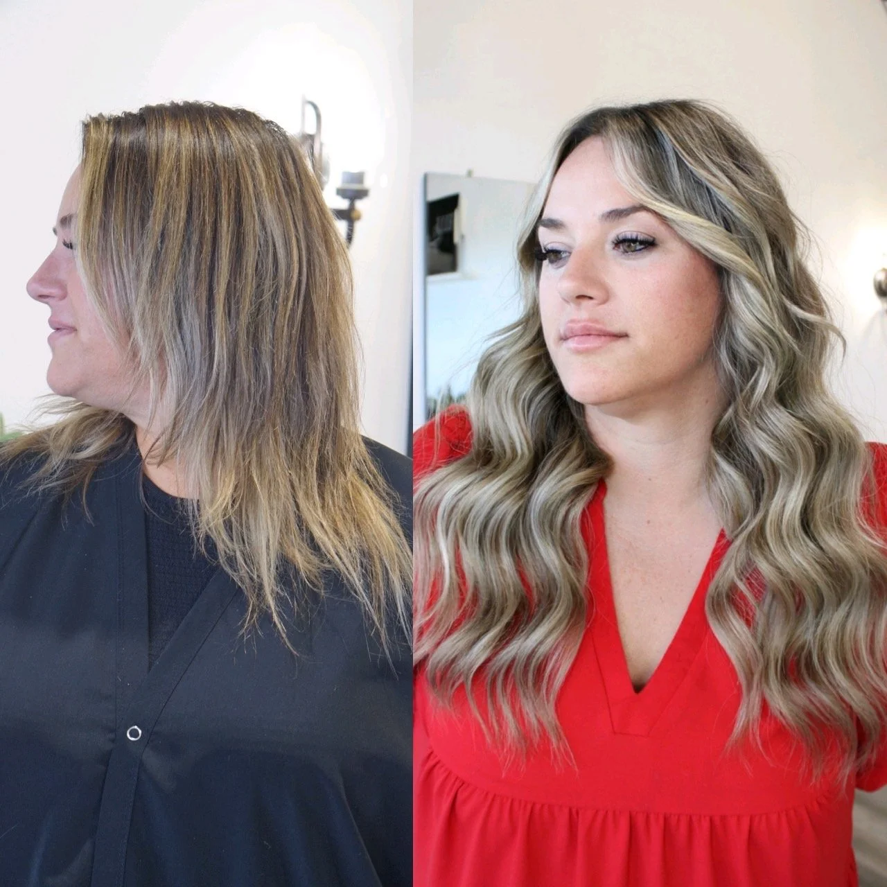 See the stunning before and after transformation with hair extensions at Elle Society Salon. Our expert stylists create voluminous, natural-looking extensions that blend seamlessly with your hair. Discover the perfect hair loss solution and achieve y