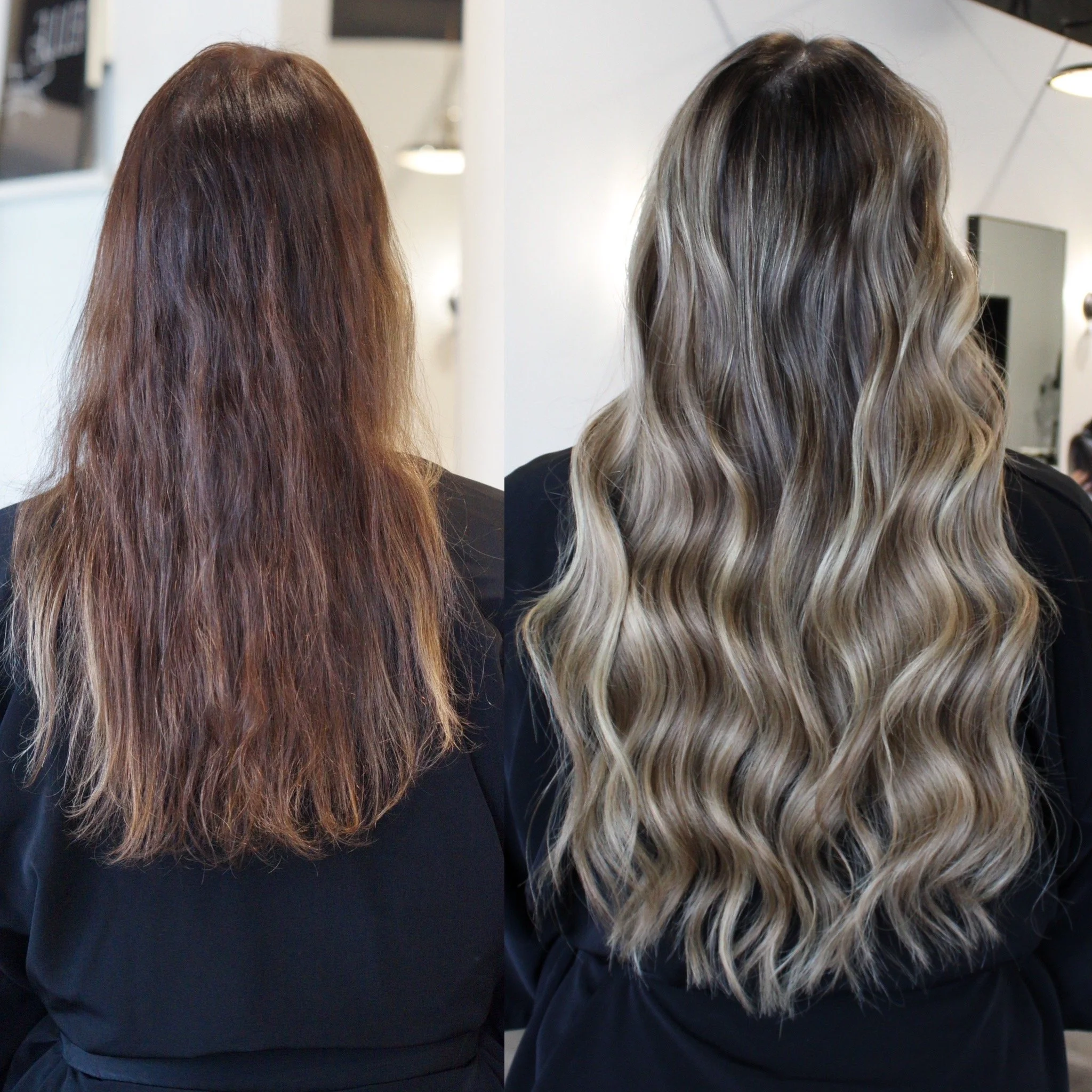 See the stunning before and after transformation with hair extensions at Elle Society Salon. Our expert stylists create voluminous, natural-looking extensions that blend seamlessly with your hair. Discover the perfect hair loss solution and achieve y