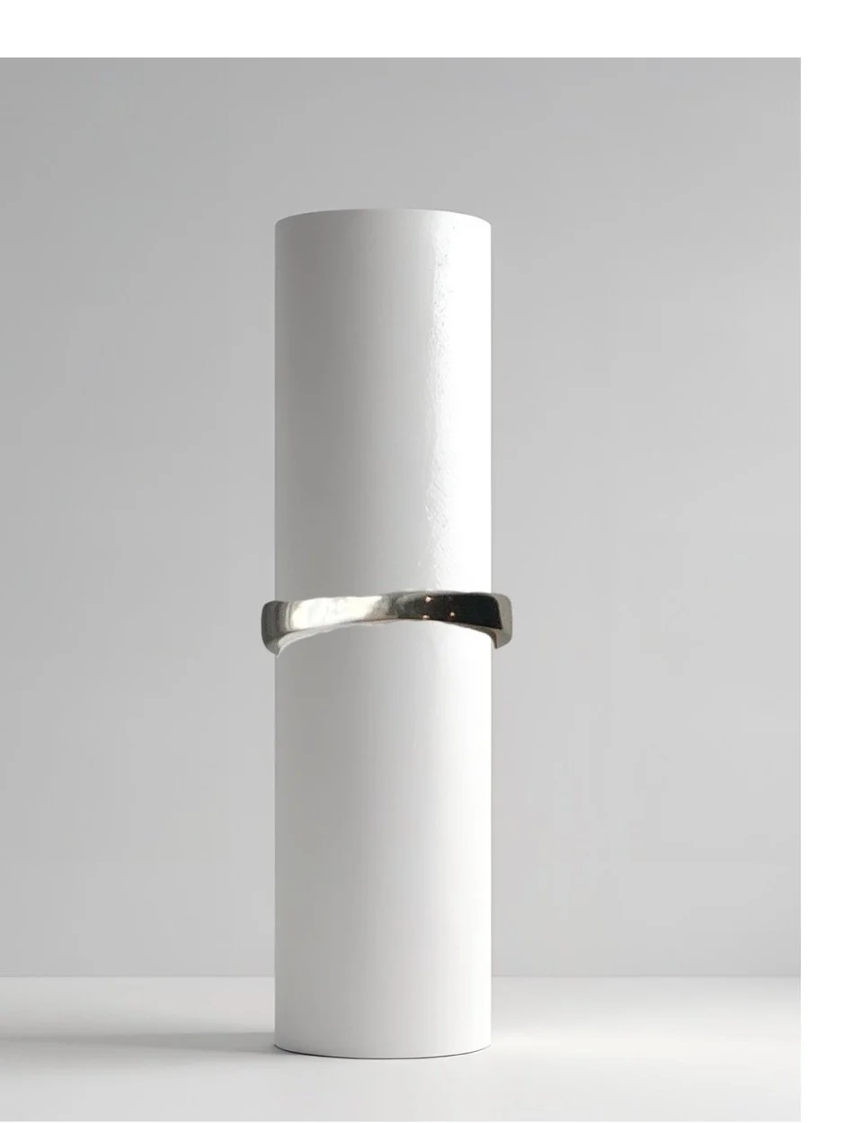 Rear view of white gold engagement ring by For Richer Jewelry