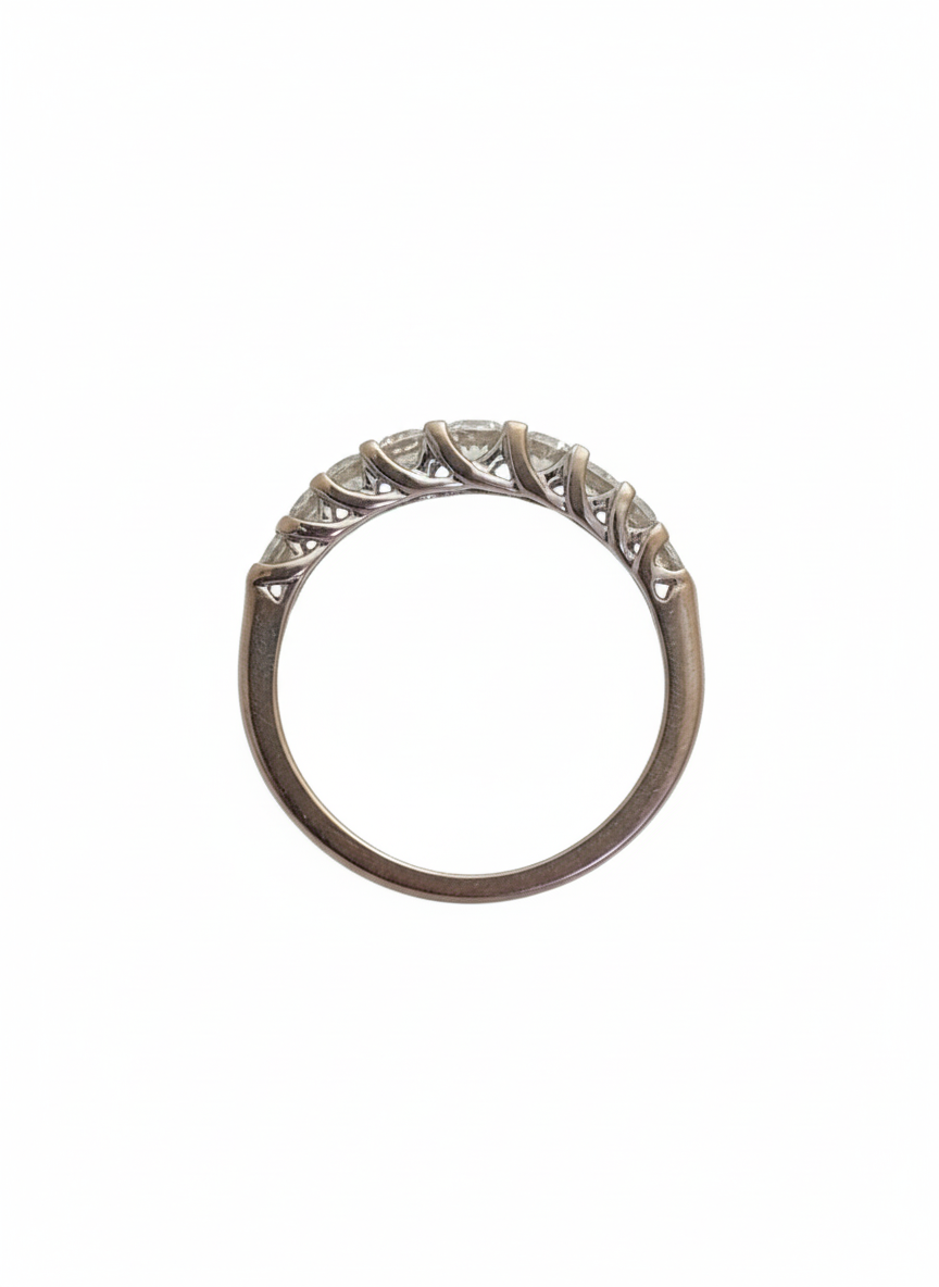 preloved white gold wedding band with 9 diamonds