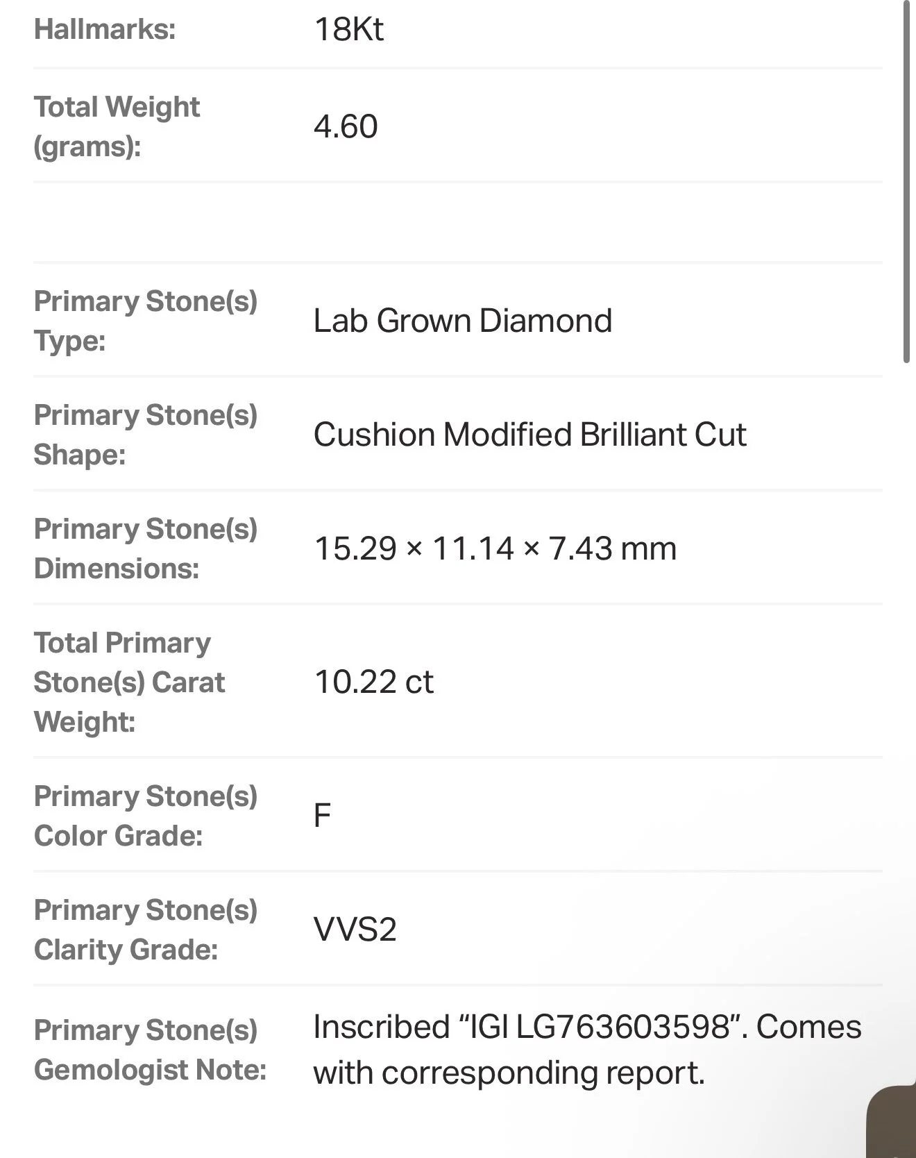 Lydia 10ct lab grown solitaire gold engagement ring appraisal