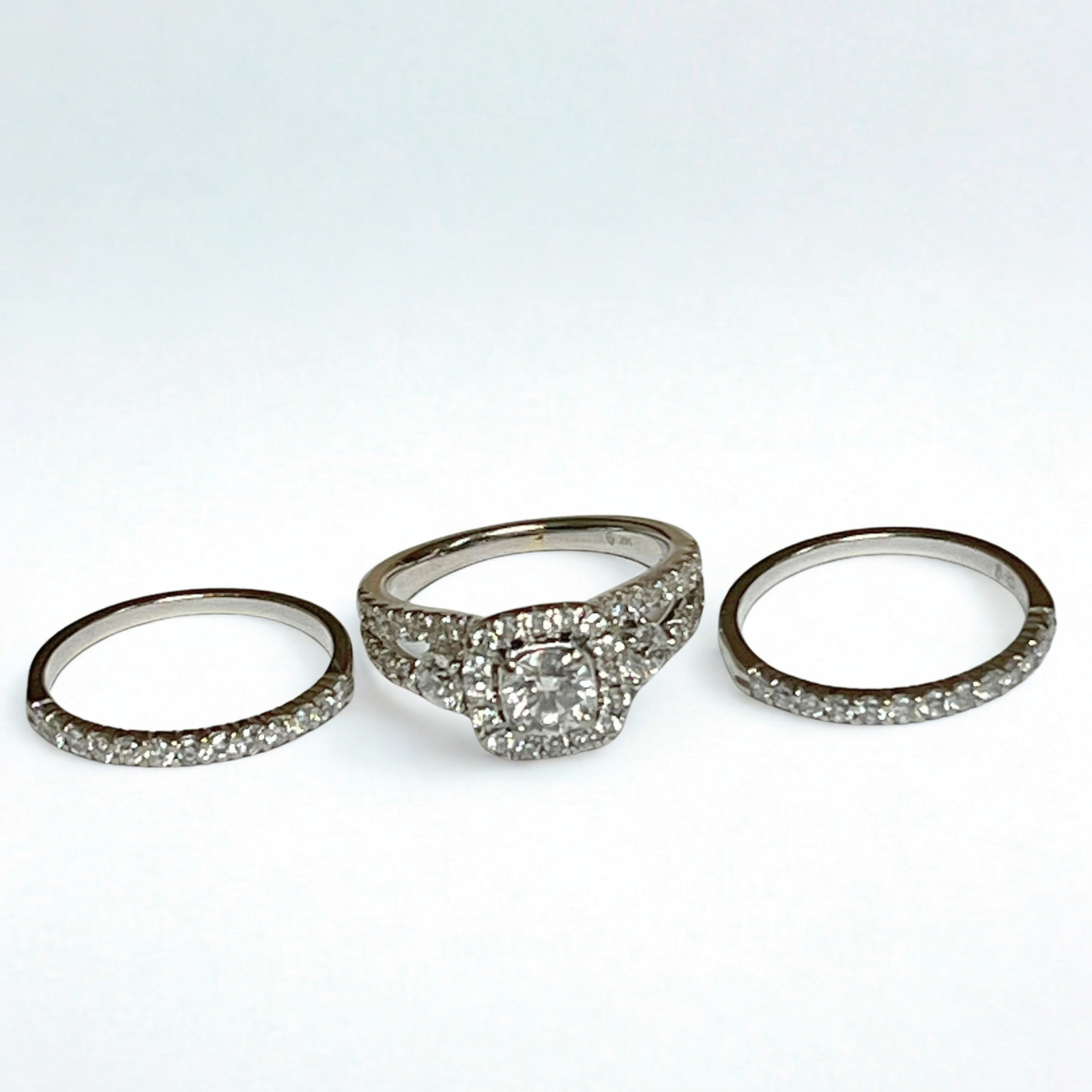 View of 3 rings in a bridal set