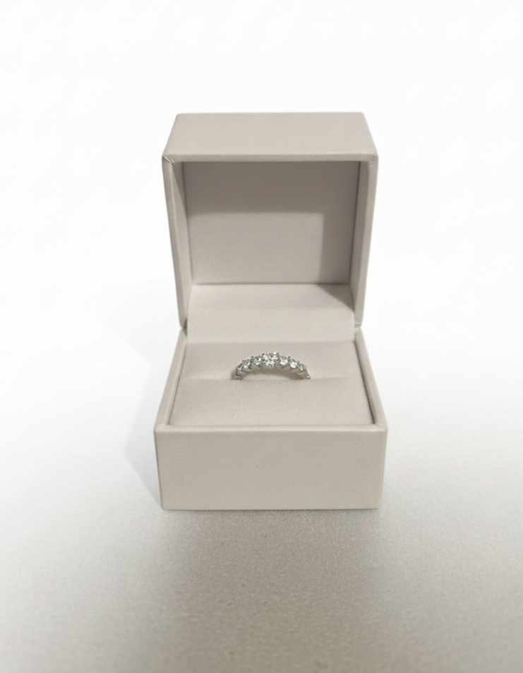 preloved white gold wedding band with 9 diamonds