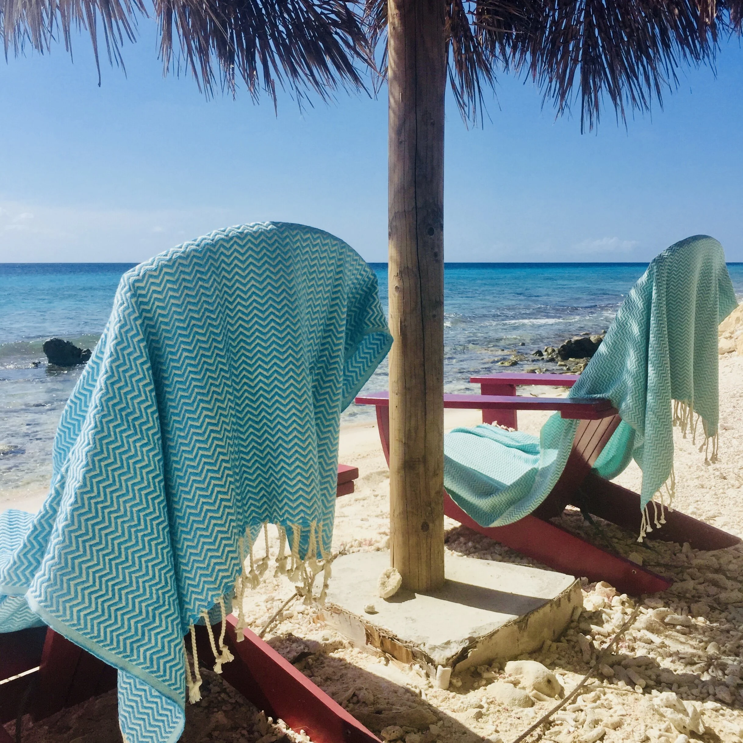 Lounge chairs on Bonaire beach