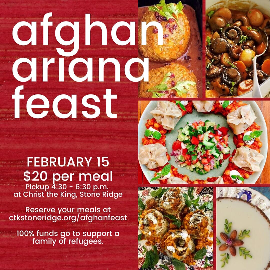 Grab your Afghan dinner reservation before tomorrow, and come for carry out on Thursday! Delicious offerings this month; and the third Thursday of every month. Reservation link on our website 🇦🇫❤️