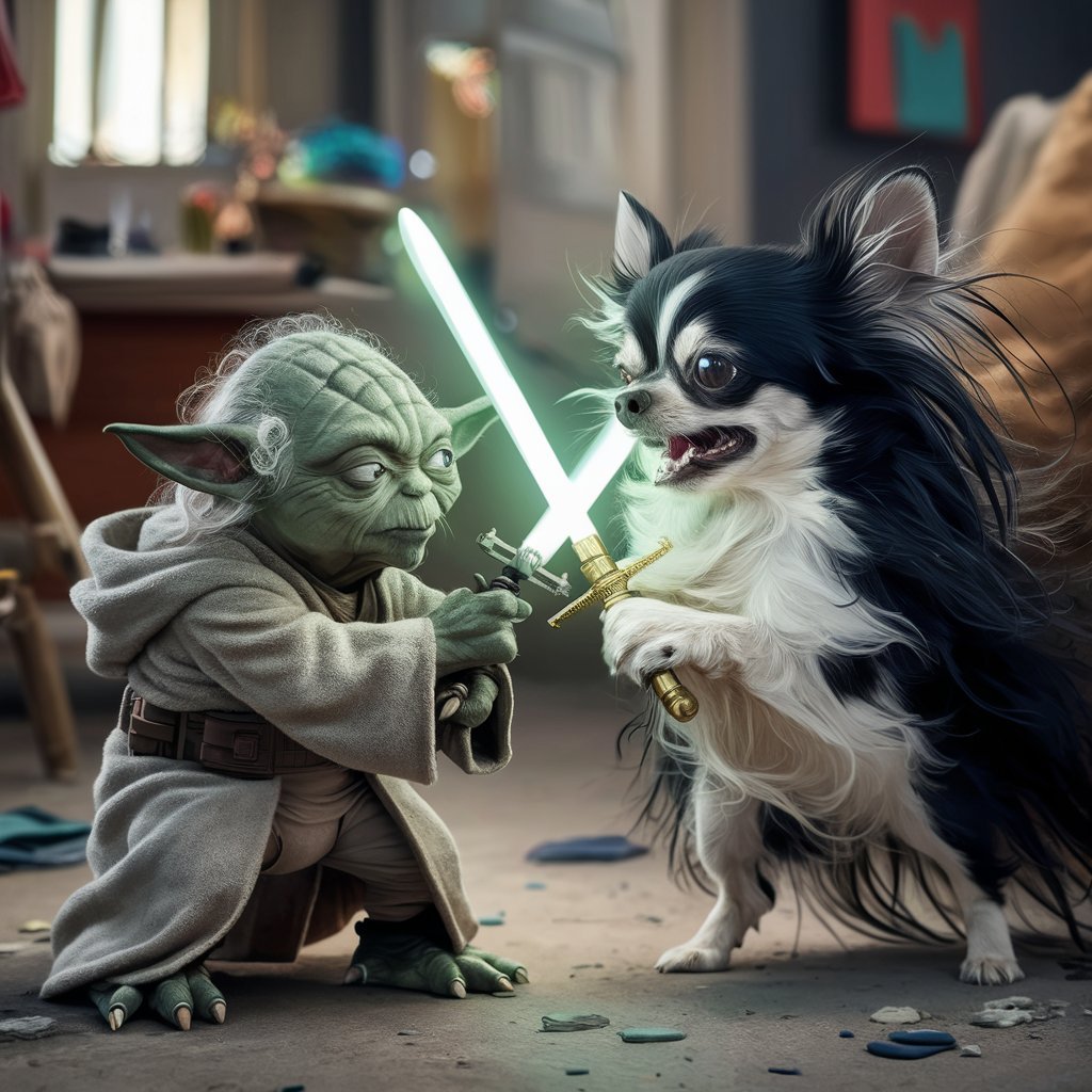May the 4th be with you (and L&uuml;tte). 

#aiart  #ingosander #chihuahua #starwarsday