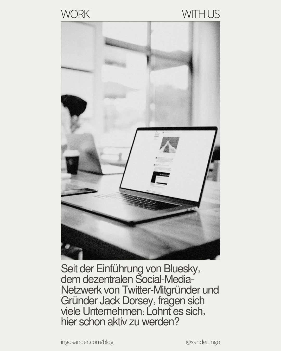 Seit der Einf&uuml;hrung von Bluesky, dem dezentralen Social-Media-Netzwerk von Twitter-Mitgr&uuml;nder und Gr&uuml;nder Jack Dorsey, fragen sich viele Unternehmen: Lohnt es sich, hier schon aktiv zu werden? 
// ingosander.com/blog - oder Link in BIo