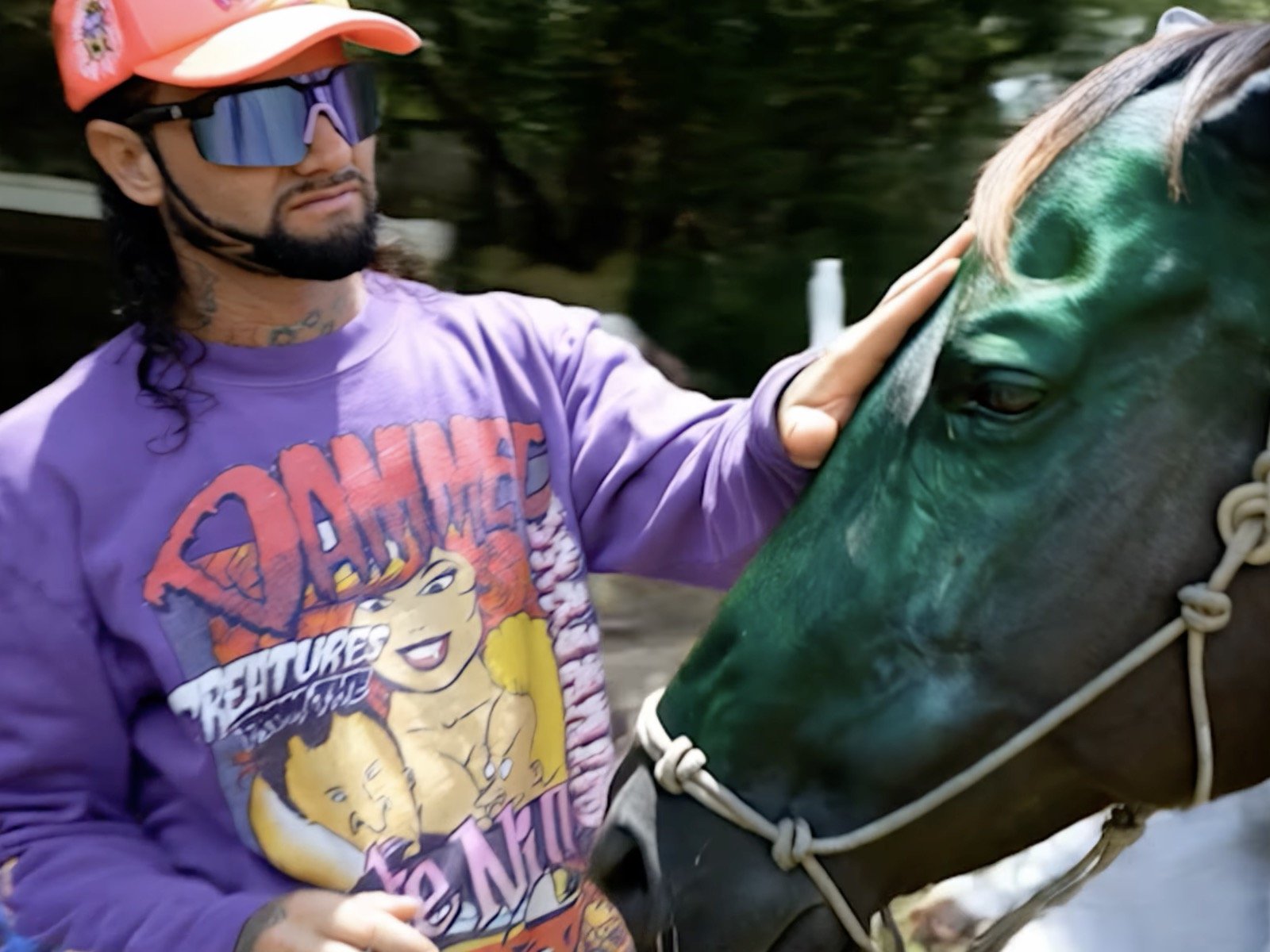 RiFF RAFF: The Texas rap flexer is on the prowl for MORE HORSES in the Ricky Retro remix music video