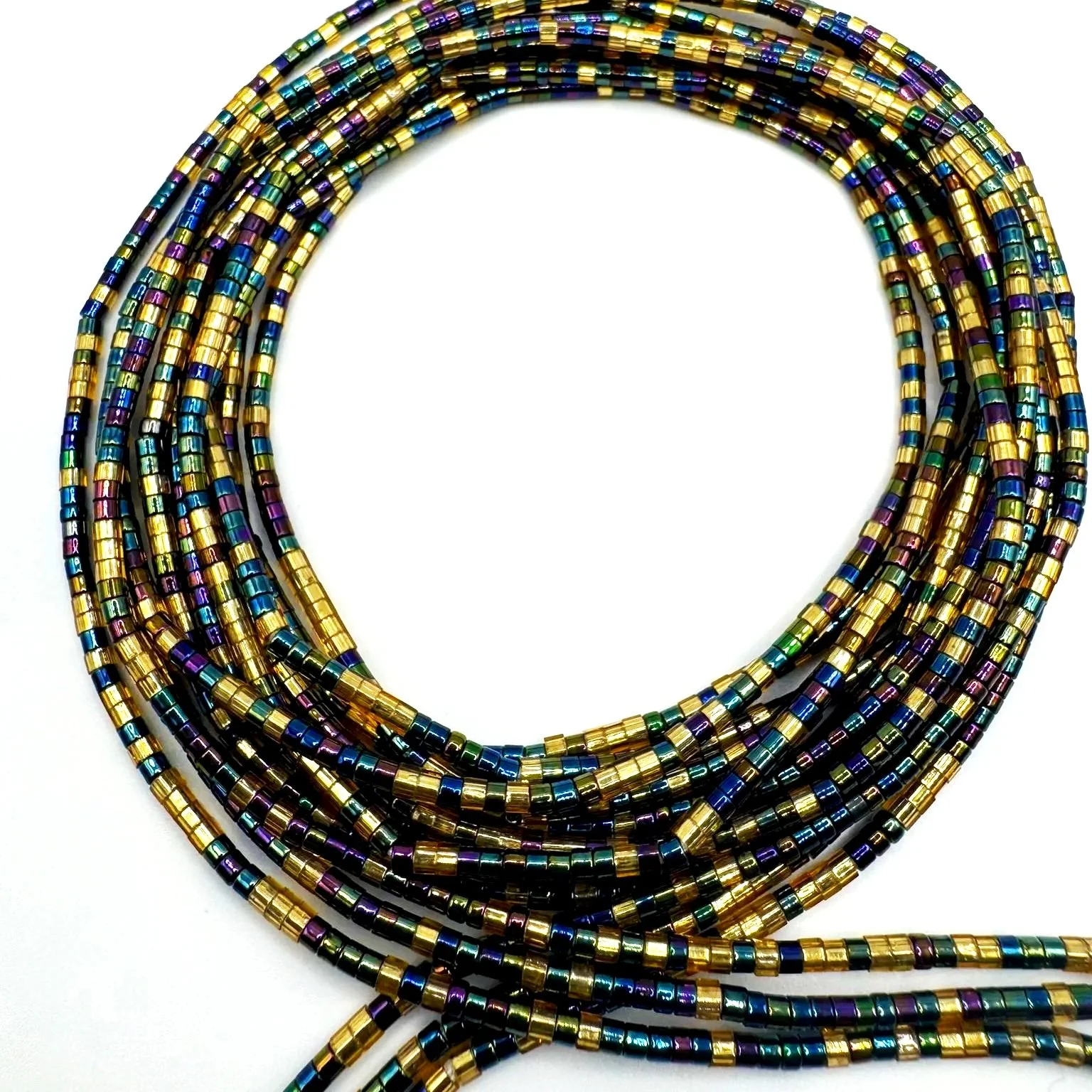 Metallic Gold Mix Cylinder Waist Beads