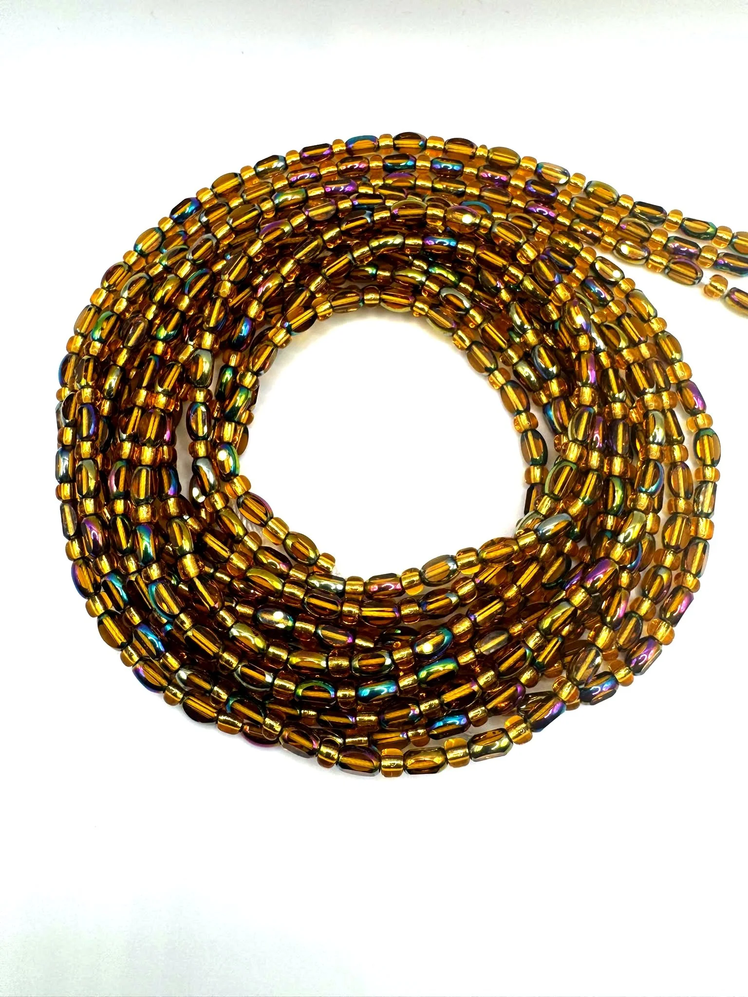 Bronze Iridescent Oval Waist Beads