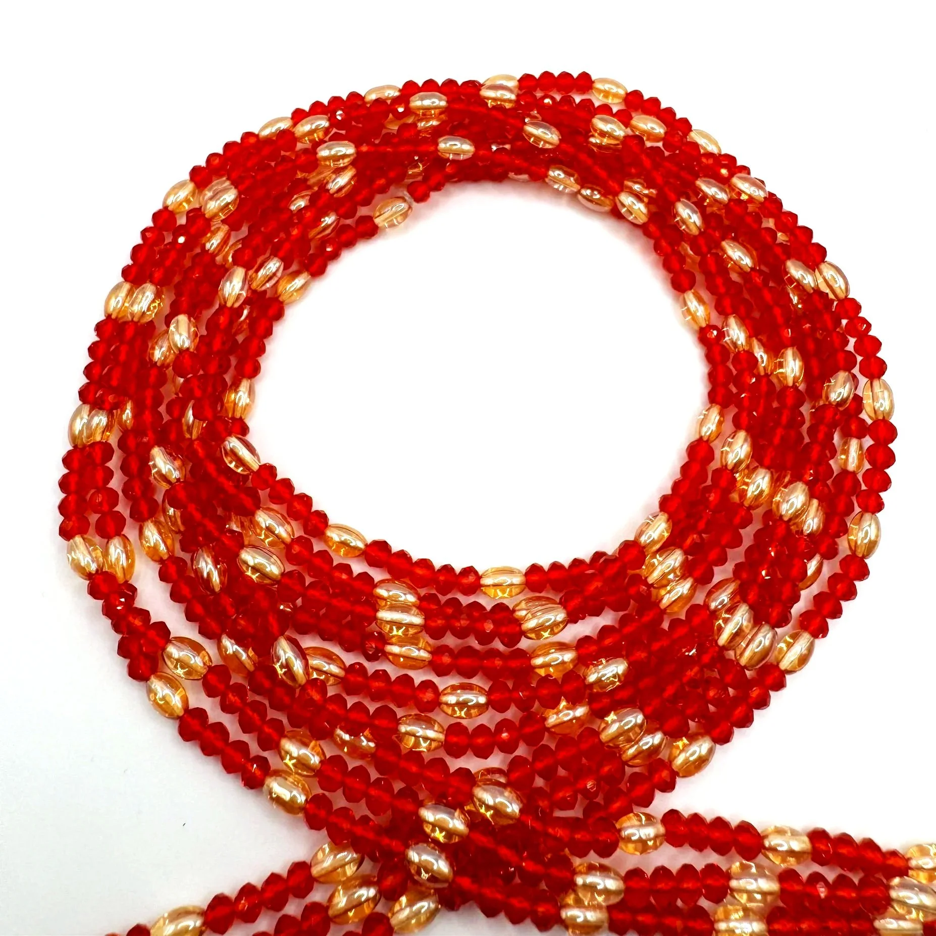 Red Passion Iris Waist Beads