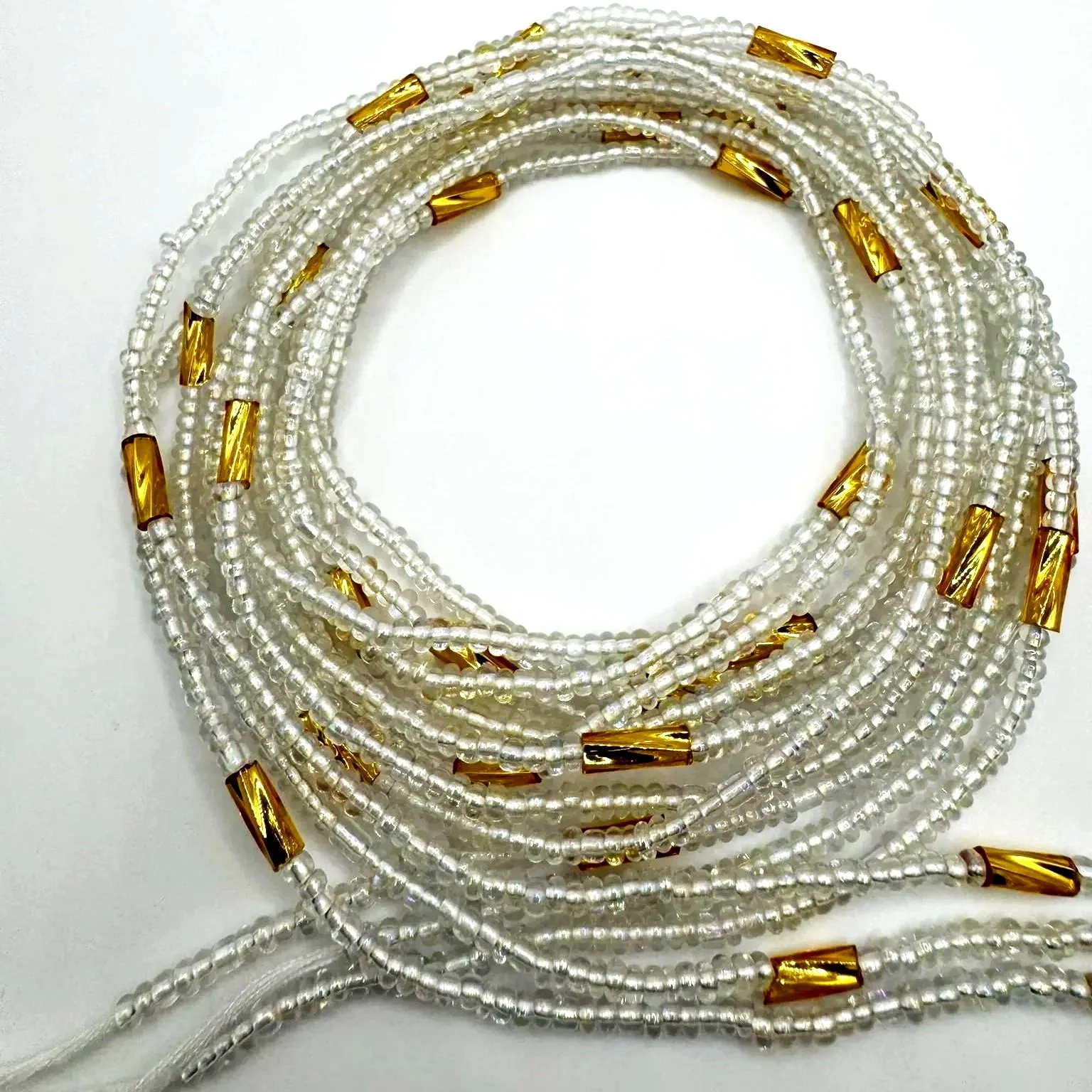 Stardust and Gold Twisted Bugle Waist Beads