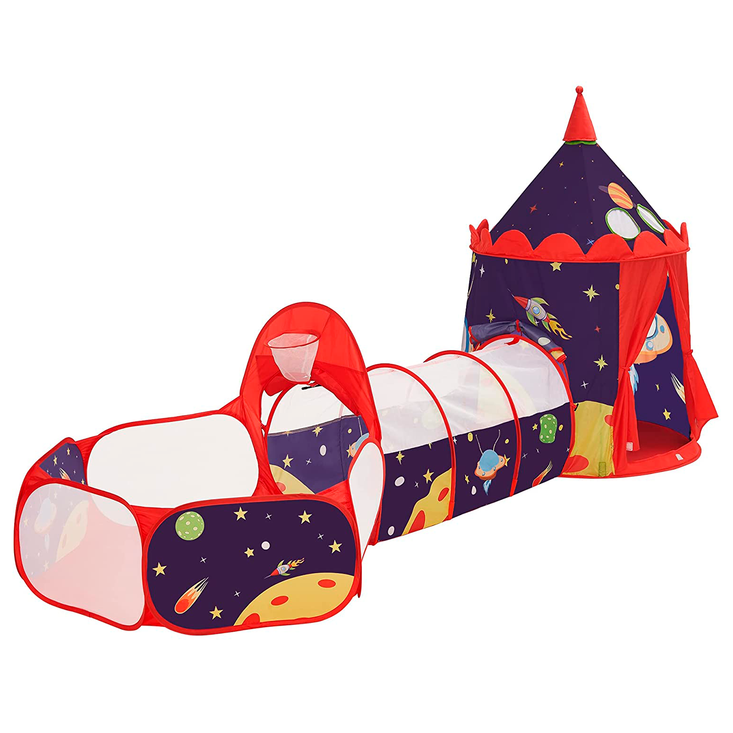 Tenda Razzo Spaziale Tenda Da Gioco 3 In 1 Wakects Con Tunnel E Piscina Palline - Per Bambini 3-6 Anni Tenda Gioco Bambini 3 In 1 - 10