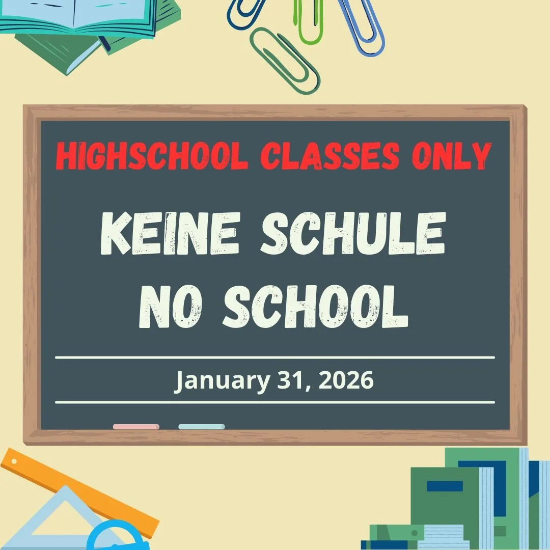 Lehrerfortbildung!
An diesem Samstag findet in den Klassen der Oberstufe kein Unterricht statt.
In den Grundschulklassen findet der Unterricht wie gewohnt statt.
_____________________________

Teacher PD Day!
There will be no school for the highschoo