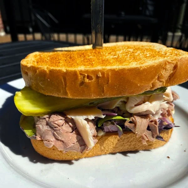 Eat Crow WEEKLY SPECIAL &bull; 🥪 Roast Beef &amp; Turkey Sandwich 🥪: hand-cut roast beef and turkey with Dijon mustard, deep fried garlic mayo, pickles, red onion, and mixed greens on toasted sourdough - $18, includes a choice of side. Available Ap