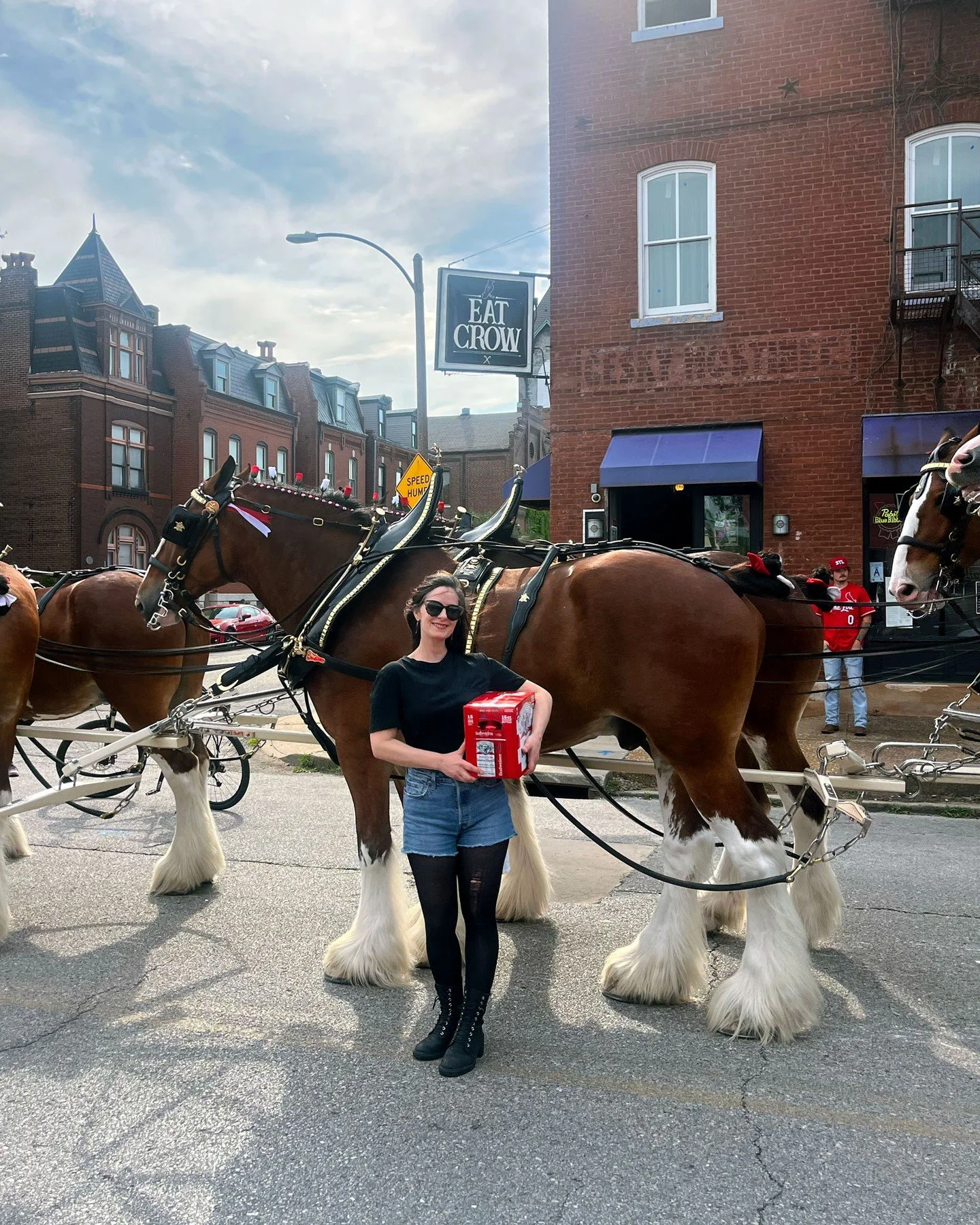 Thank you, beer horses! The famous Budweiser Clydesdales @budweiser swung through and brought Eat Crow some beer for the Budweiser 150th Anniversary celebration!

#eatcrow #soulard #budweiser #budweiser150 #clydesdales