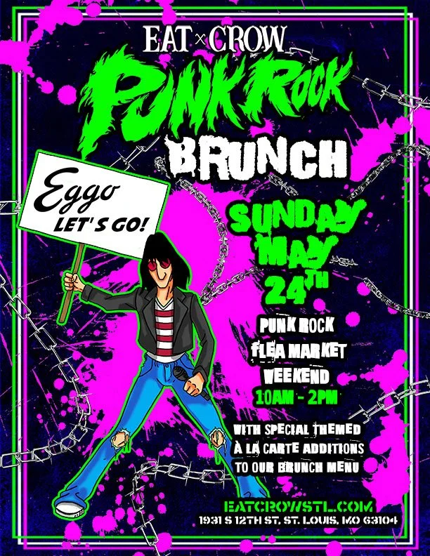 This Sunday, May 24th, St. Louis Punk Rock Flea Market (@stl_punk_rock_flea_market) weekend, we are doing a special PUNK ROCK BRUNCH! We will have special, &agrave; la carte themed additions to our brunch menu from 11 am to 2 pm!
