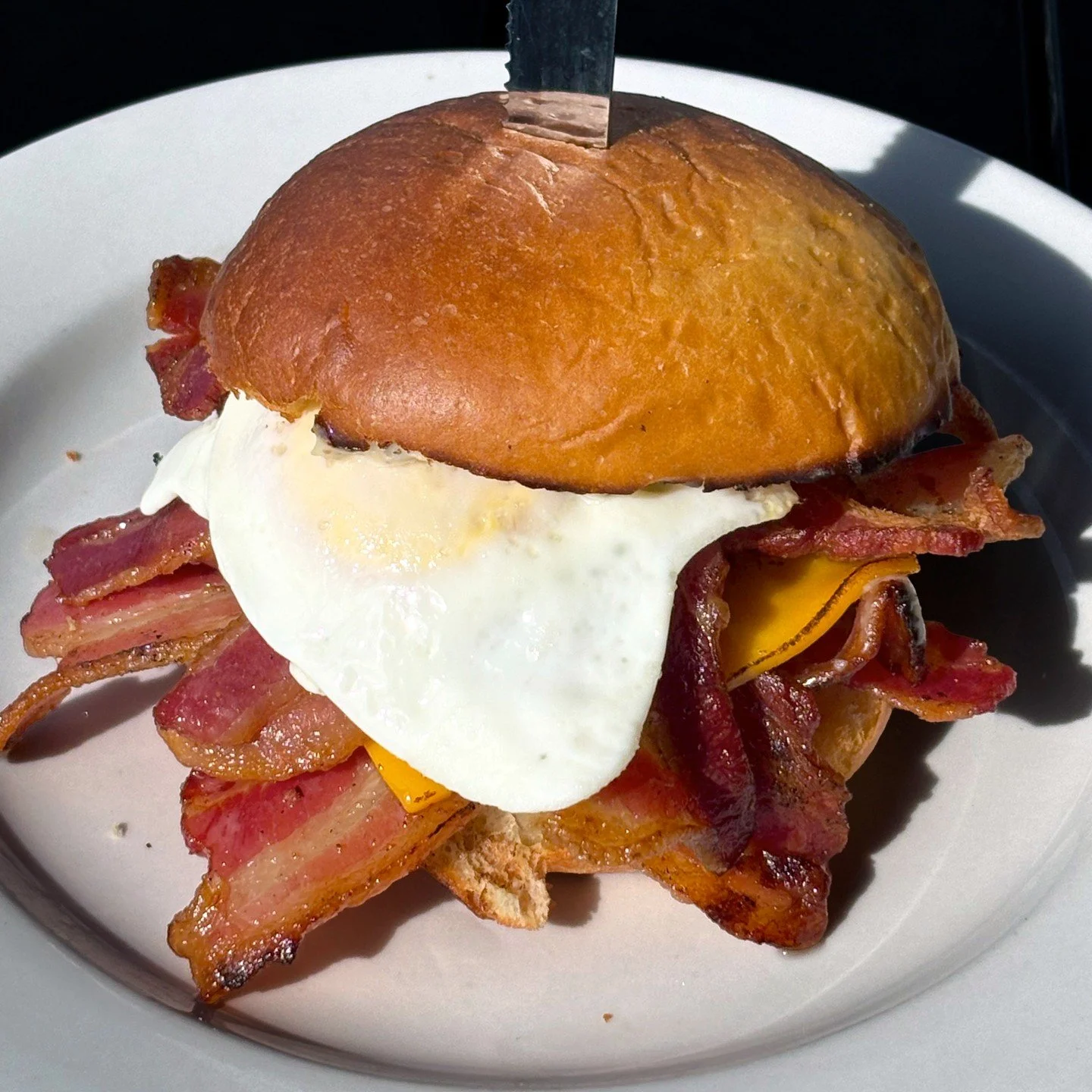 It&rsquo;s Saturday METAL BRUNCH 💀 Try the new BACON, EGG AND MORE BACON SANDWICH, loaded with thick-cut bacon, American cheese, deep-fried garlic mayo, tomato, and an over-easy egg on brioche. 🌿 Can be subbed with veggie bacon! 🌿

Join us from 11