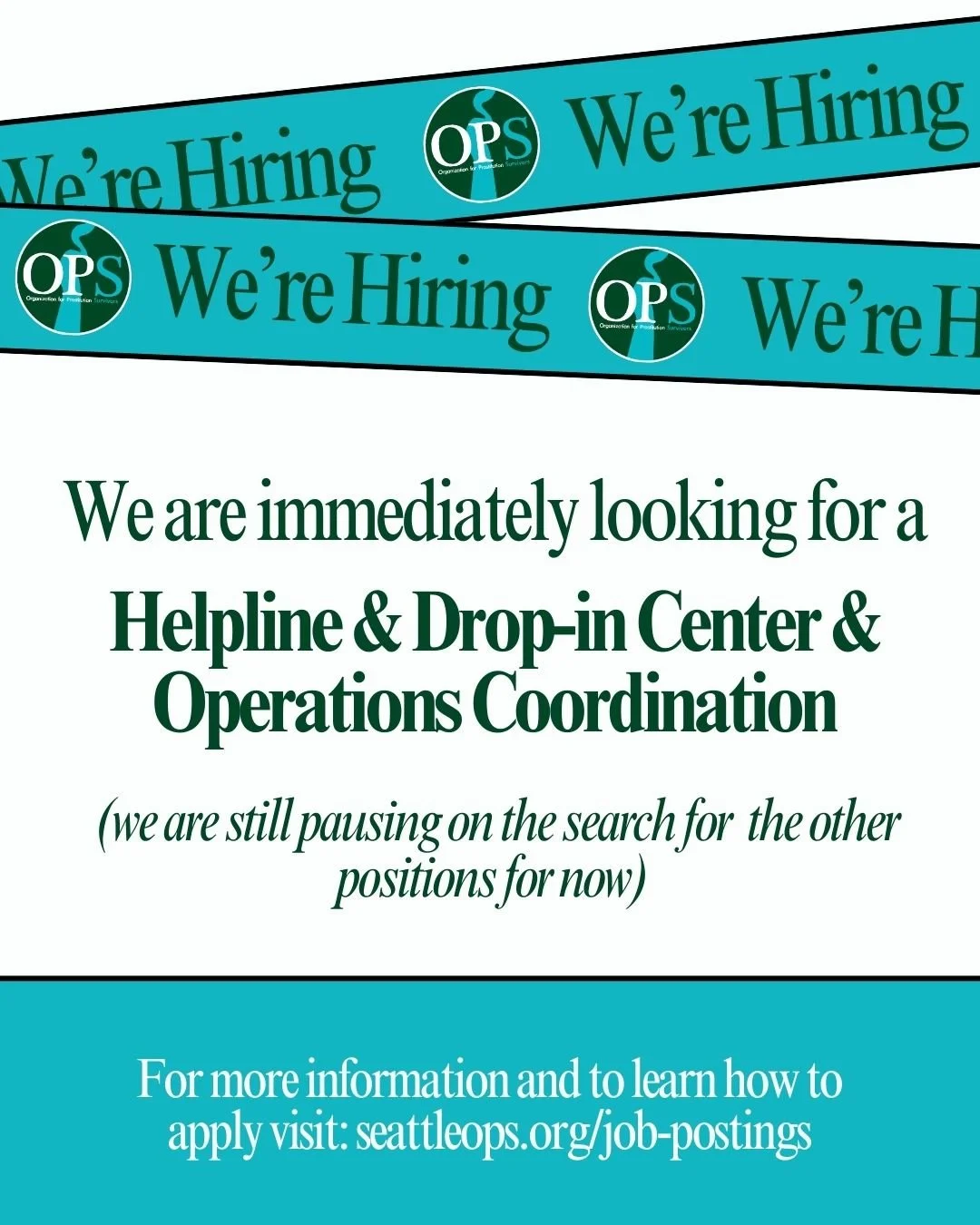 🚨 We're Hiring! 🚨

OPS is currently seeking an Operations &amp; Drop-In Coordinator to join our team! 

This is the ONLY position we&rsquo;re hiring for at the moment, as our other roles are currently on pause.

💼 About the Role:

You'll oversee h