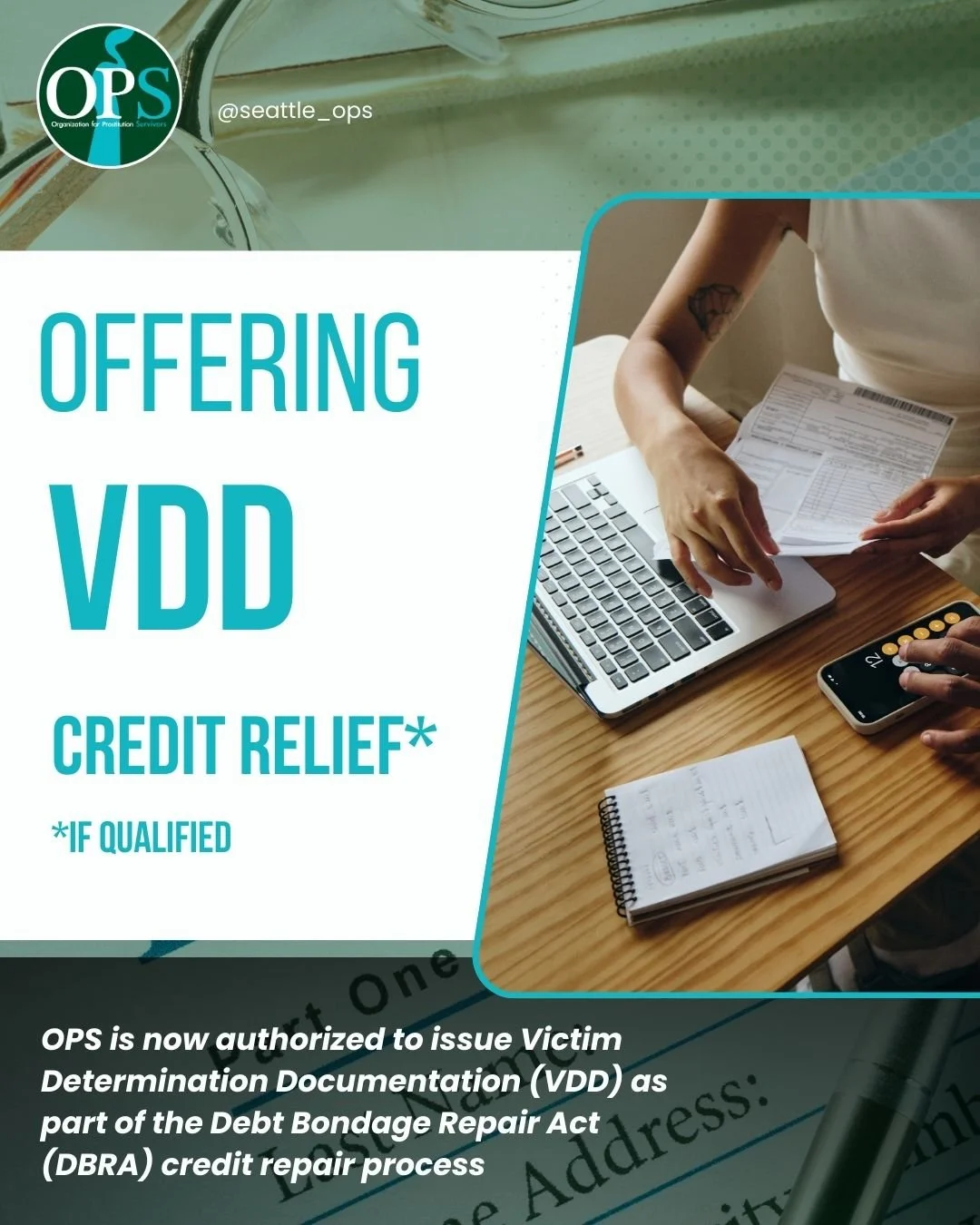 🌟 Exciting News from OPS!

We are now authorized to issue Victim Determination Documentation (VDD) as part of the Debt Bondage Repair Act (DBRA) credit repair process. 

This marks a monumental step in aiding the long-term financial stability and he