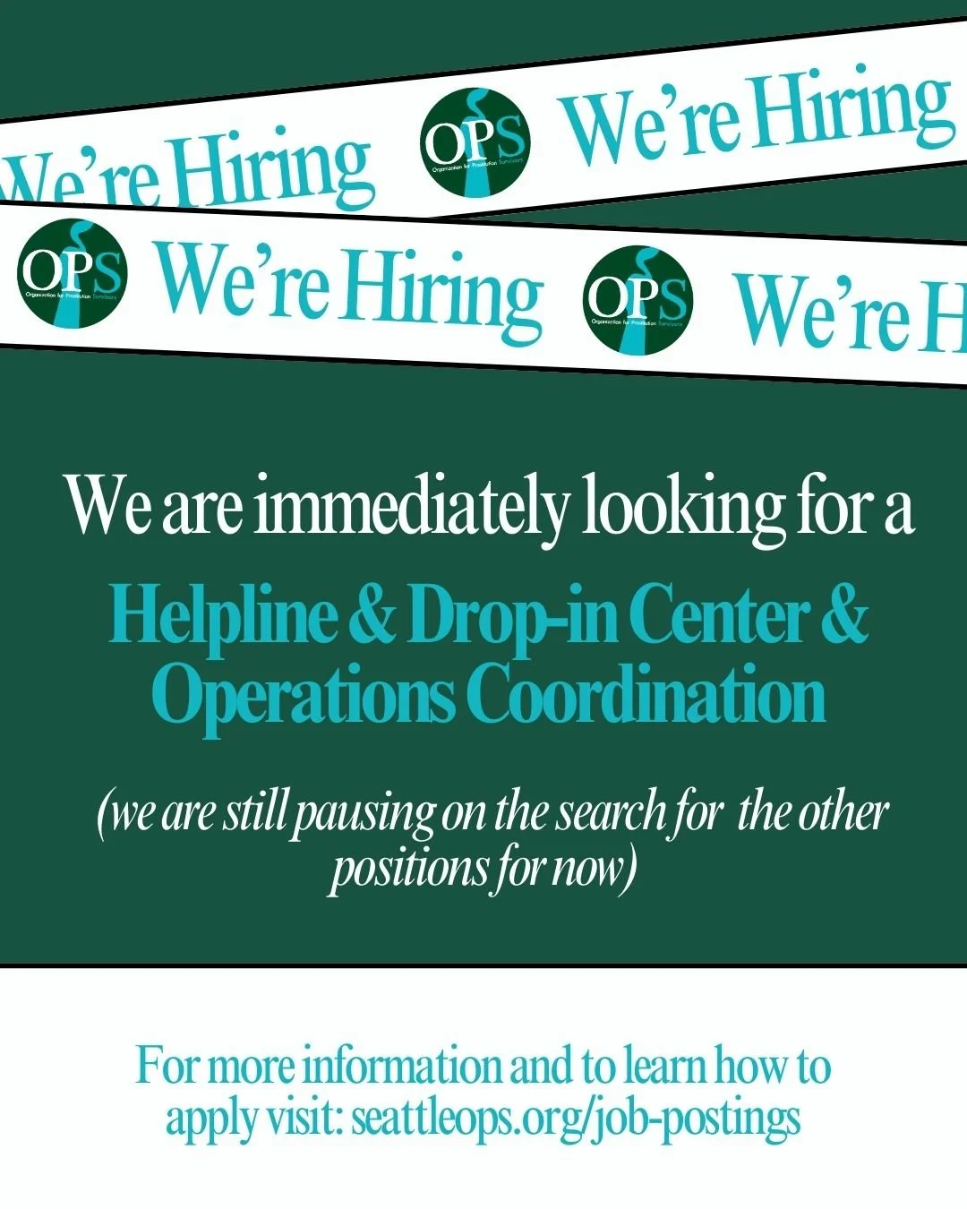 🚨 We're Hiring! 🚨

OPS is currently seeking an Operations &amp; Drop-In Coordinator to join our team! 

This is the ONLY position we&rsquo;re hiring for at the moment, as our other roles are currently on pause.

💼 About the Role:

You'll oversee h