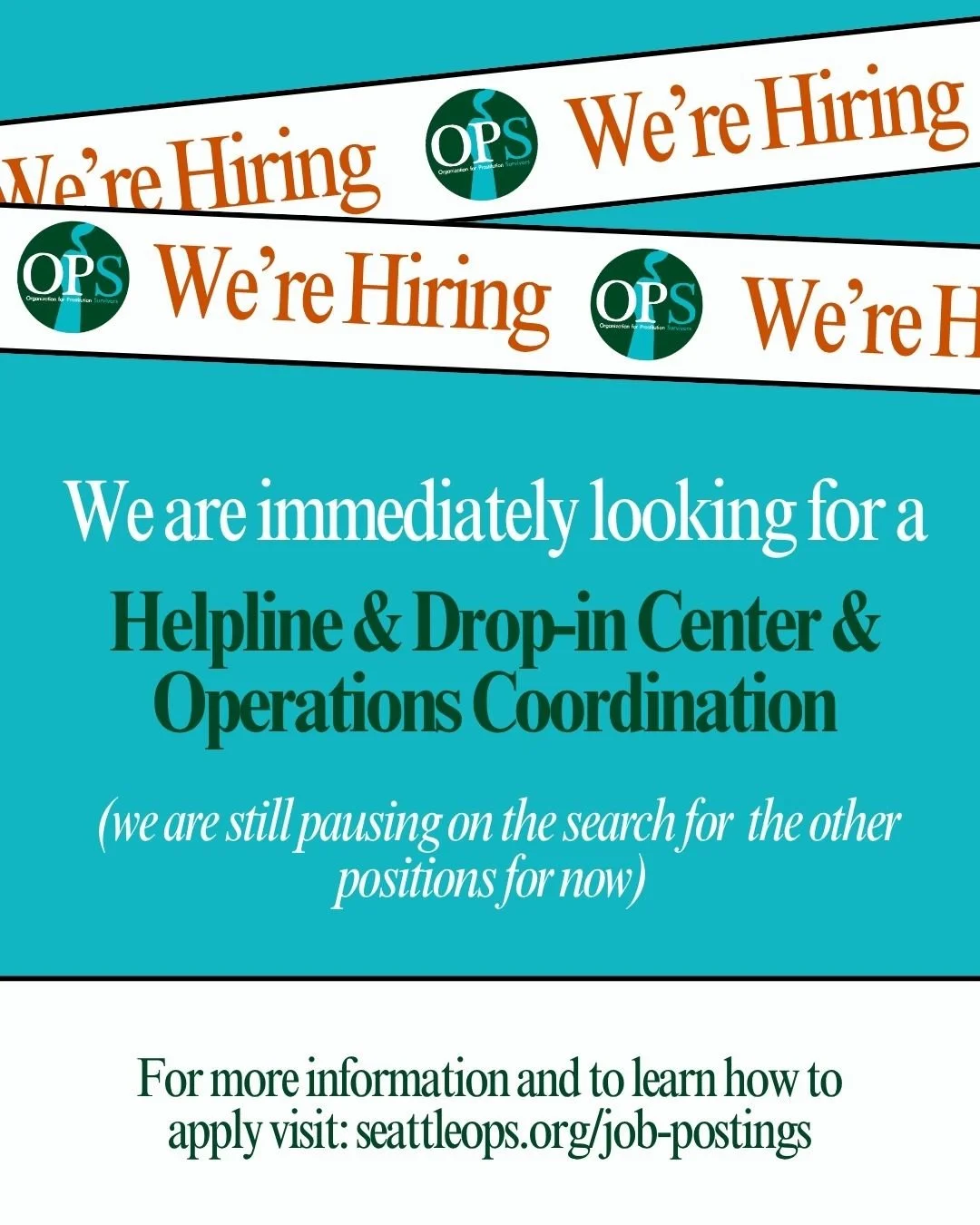 🚨 We're Hiring! 🚨

OPS is currently seeking an Operations &amp; Drop-In Coordinator to join our team! 

This is the ONLY position we&rsquo;re hiring for at the moment, as our other roles are currently on pause.

💼 About the Role:

You'll oversee h