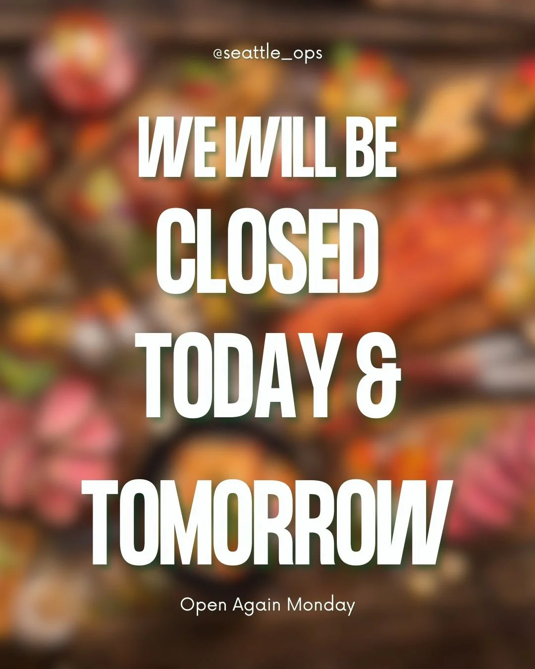 We will be **closed today and tomorrow** to observe days of rest and reflection. 

While we do not promote Thanksgiving due to its complex history deeply tied to painful realities for Indigenous communities, we embrace this time as an opportunity to 