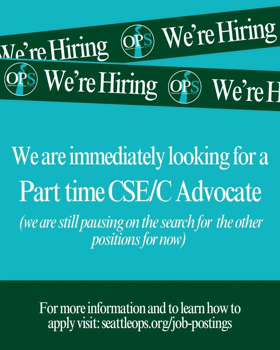 We&rsquo;re Hiring: Part-Time CSE Survivor Advocate!

In this role, you&rsquo;ll work directly with survivors of CSE, assisting in their journey toward healing through trauma-informed, survivor-centered, and culturally specific services.

Position De