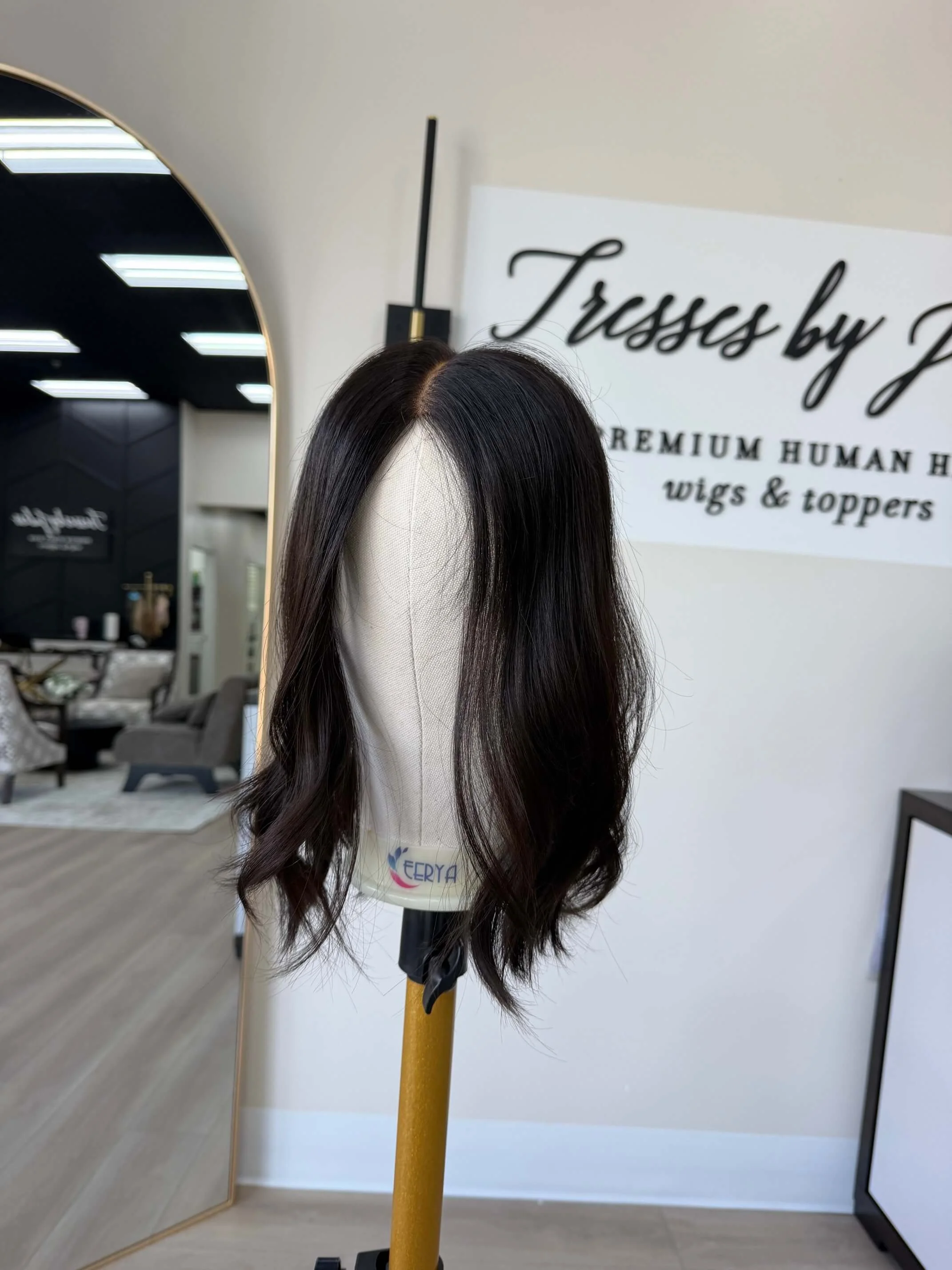 18-inch brown European human hair topper in Brown