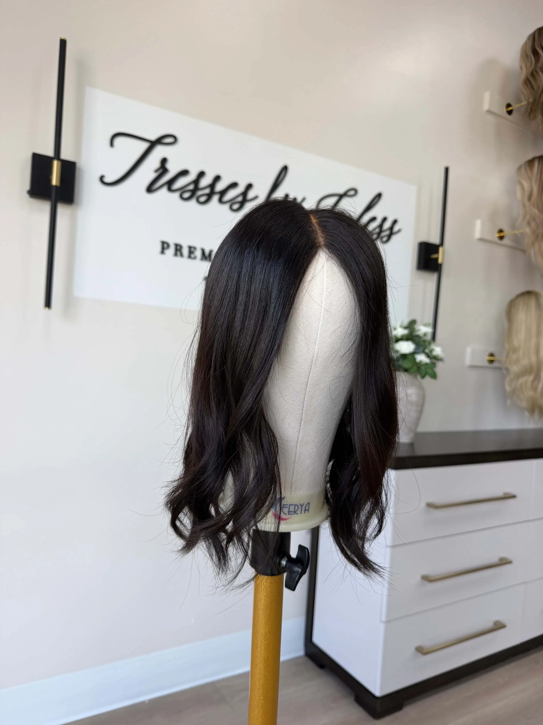 18-inch brown European human hair topper with 18-inch length