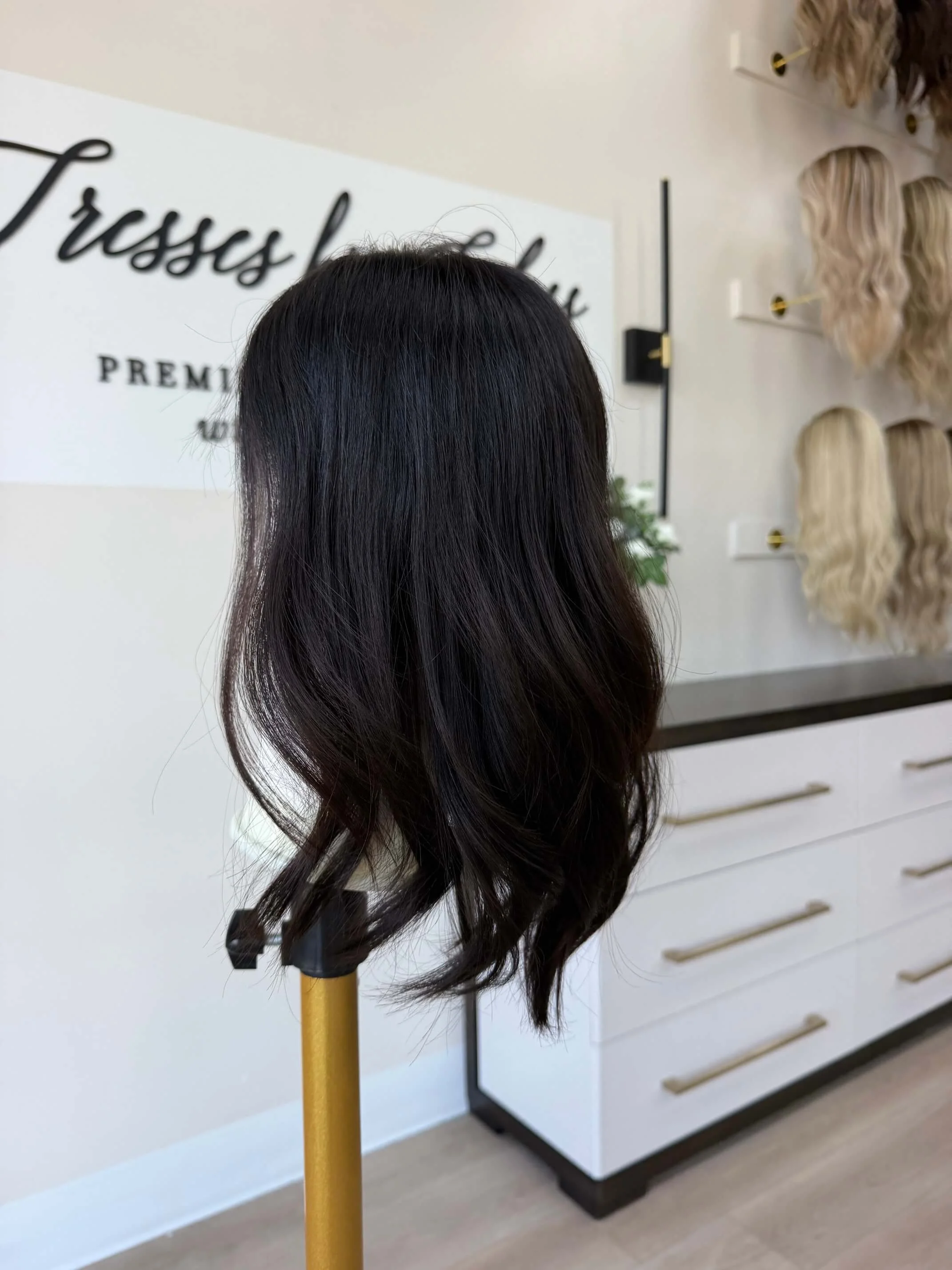 18-inch brown European human hair topper with low density