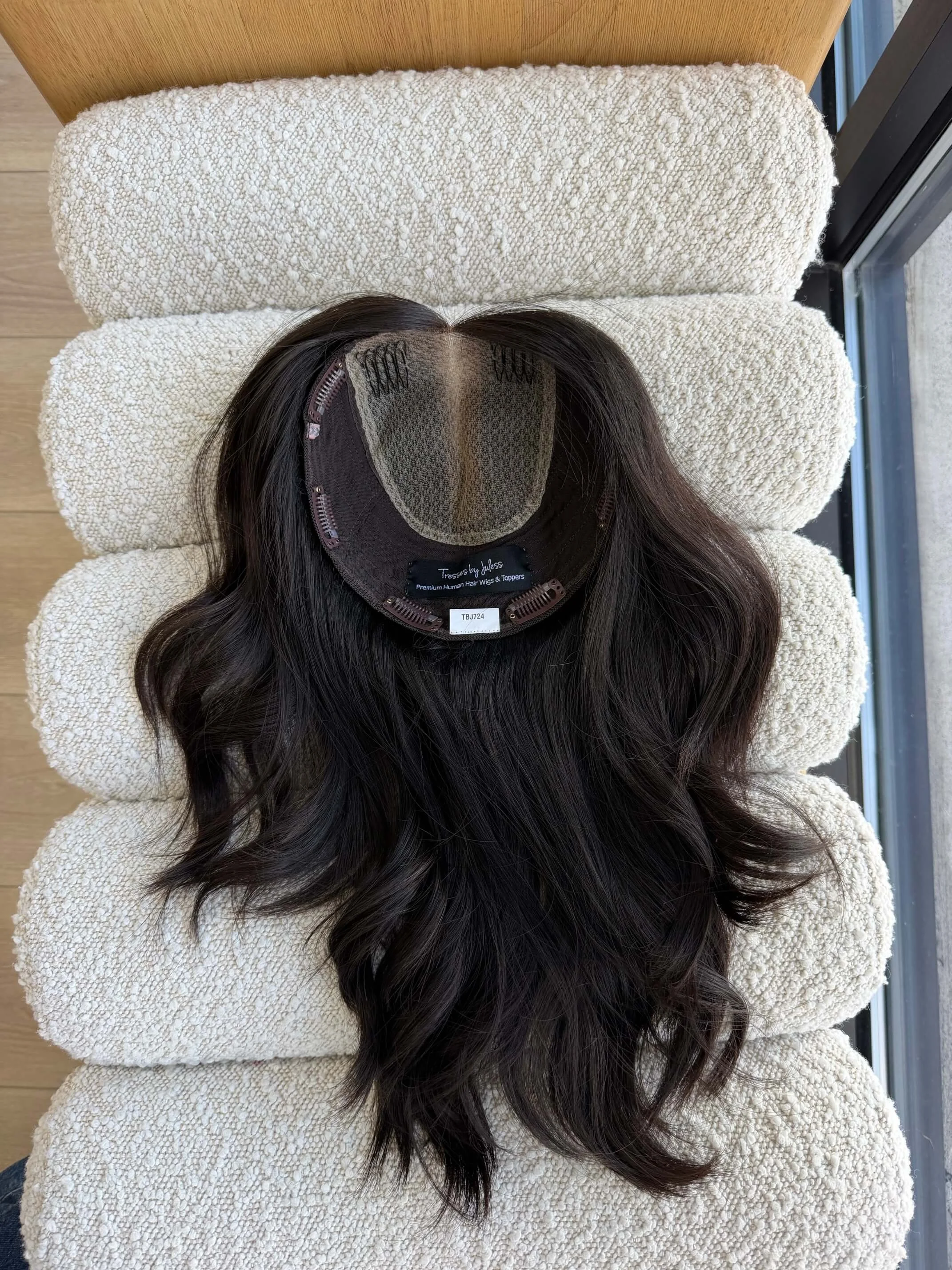 18-inch brown European human hair topper in Brown