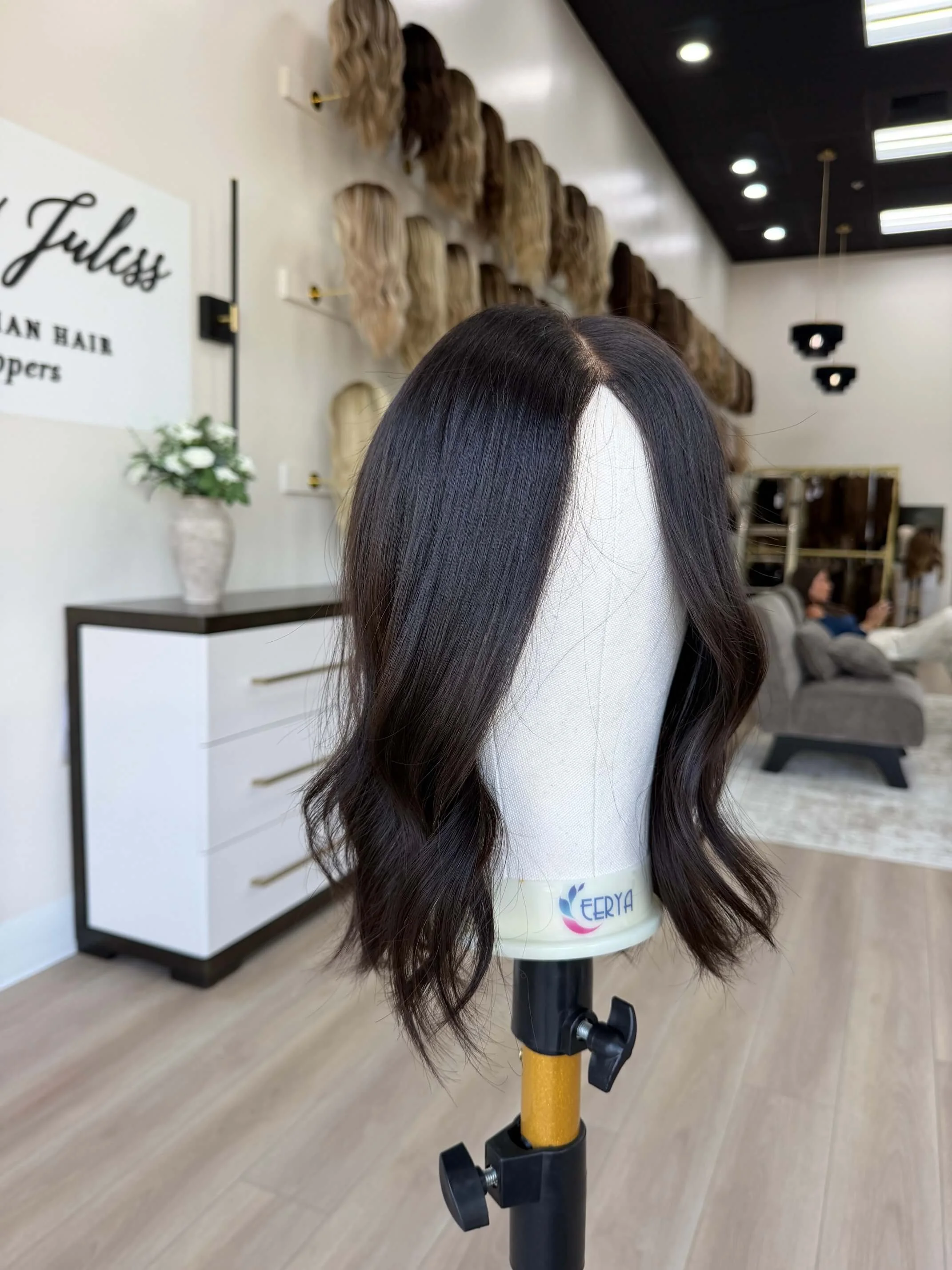 18-inch brown human hair topper with 18-inch length