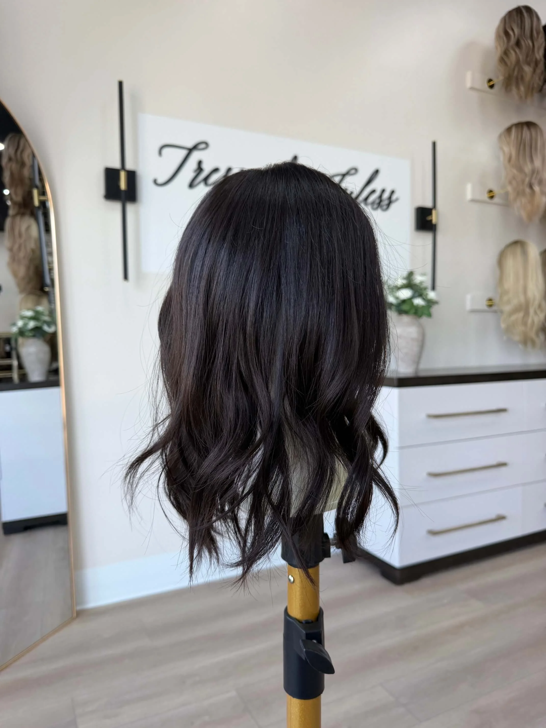 18-inch brown human hair topper with natural density