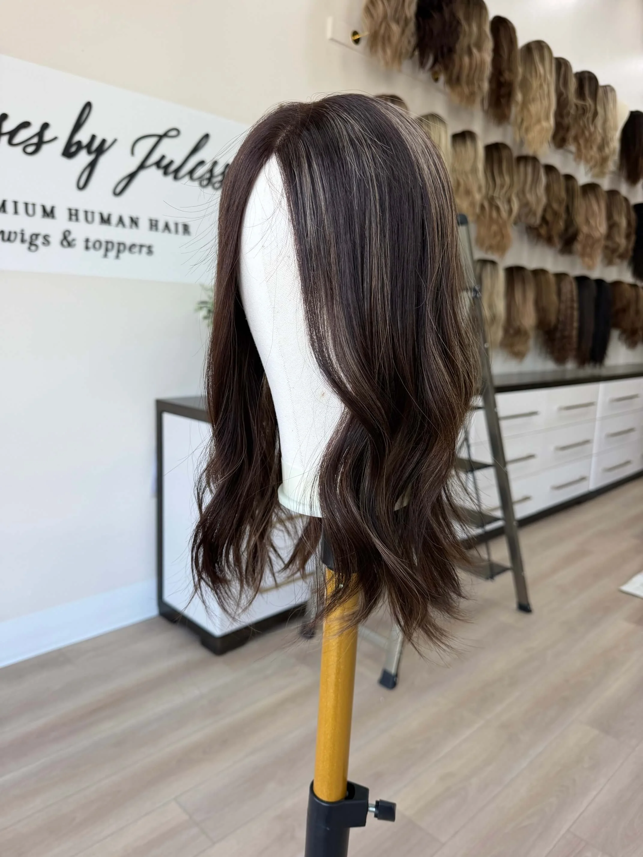 18-inch brown human hair topper in Brown