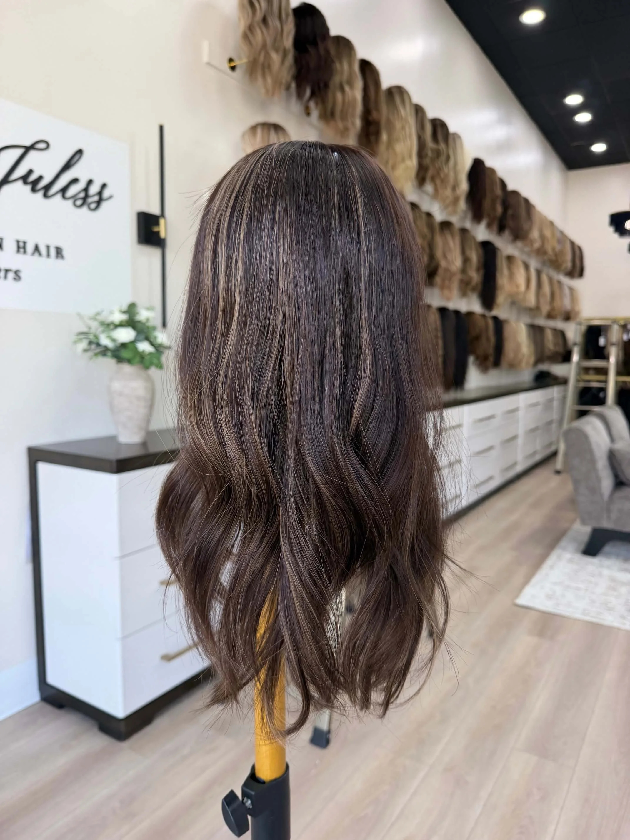 18-inch brown human hair topper by Tresses by Juless