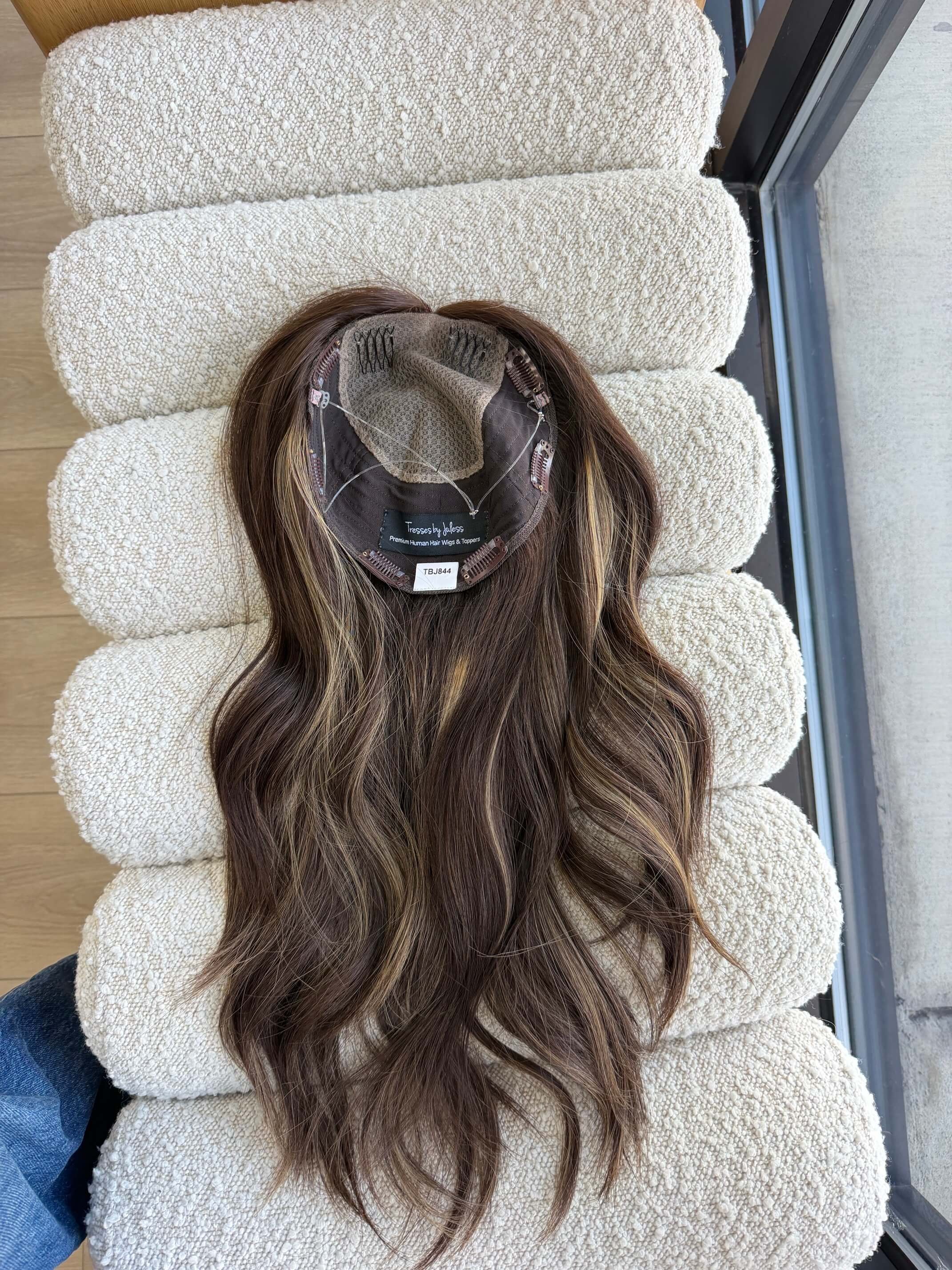 18-inch brown human hair topper in Brown