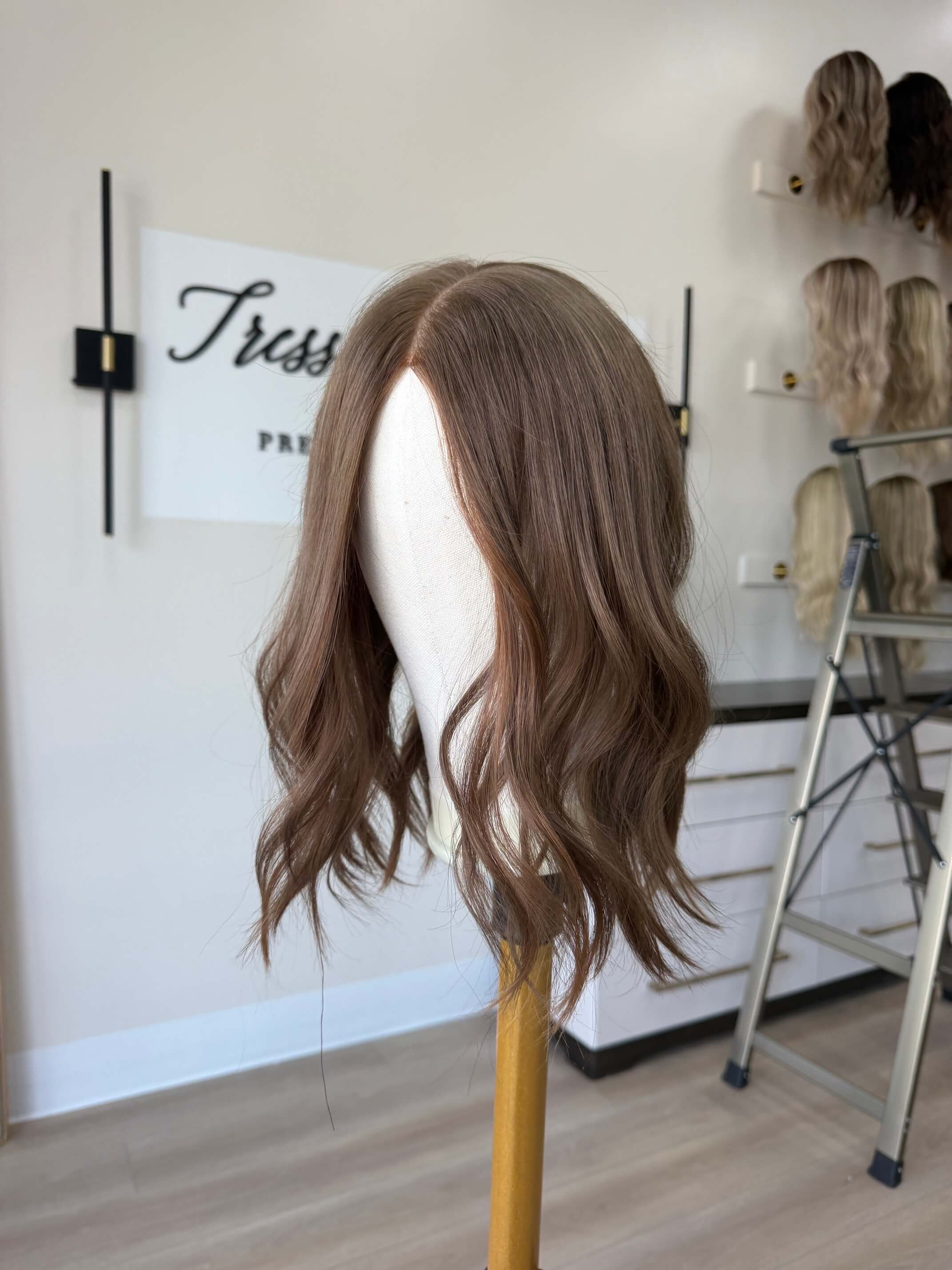 18-inch brown human hair topper with 18-inch length