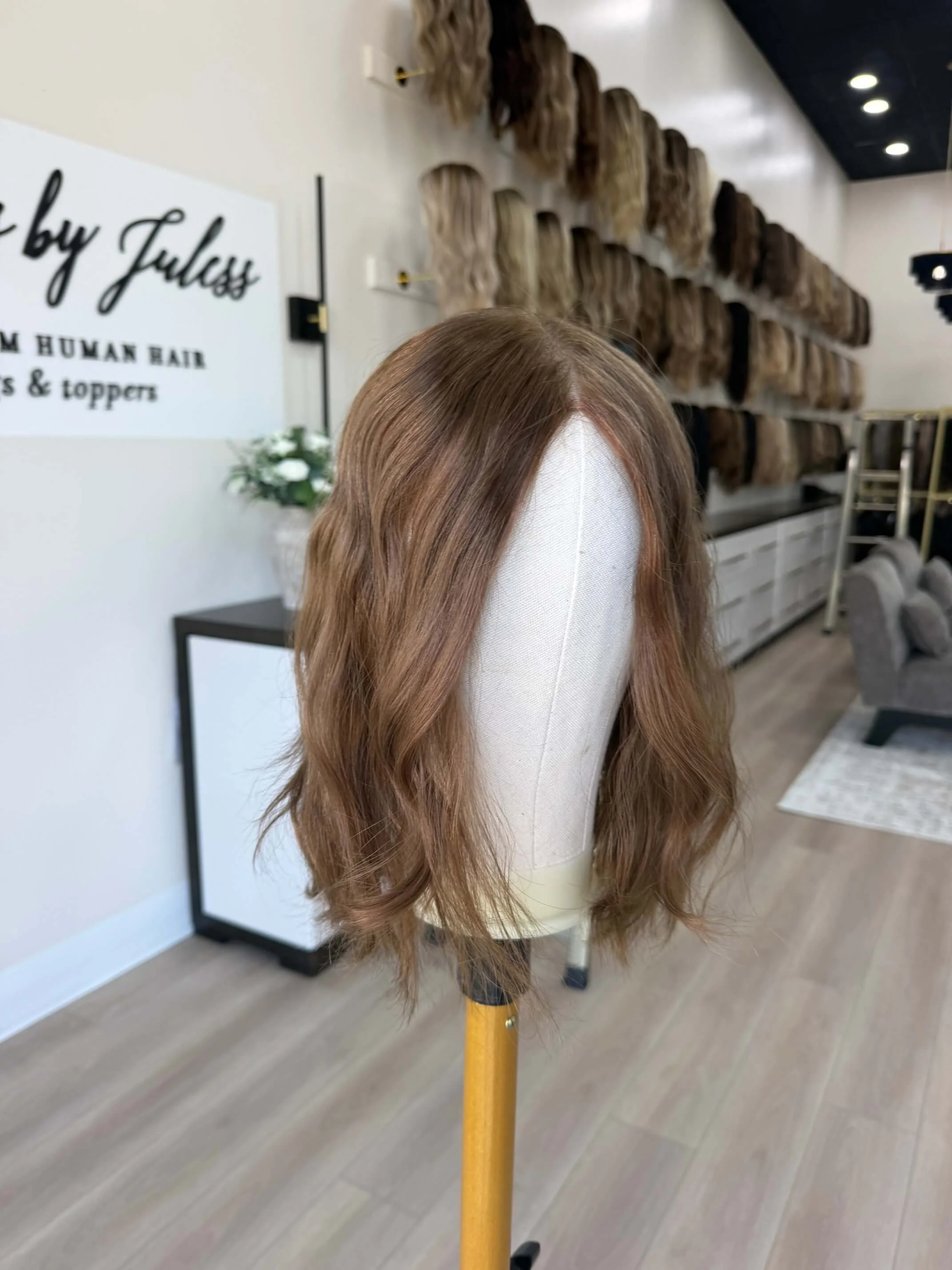 24-inch brown human hair wig with 24-inch length
