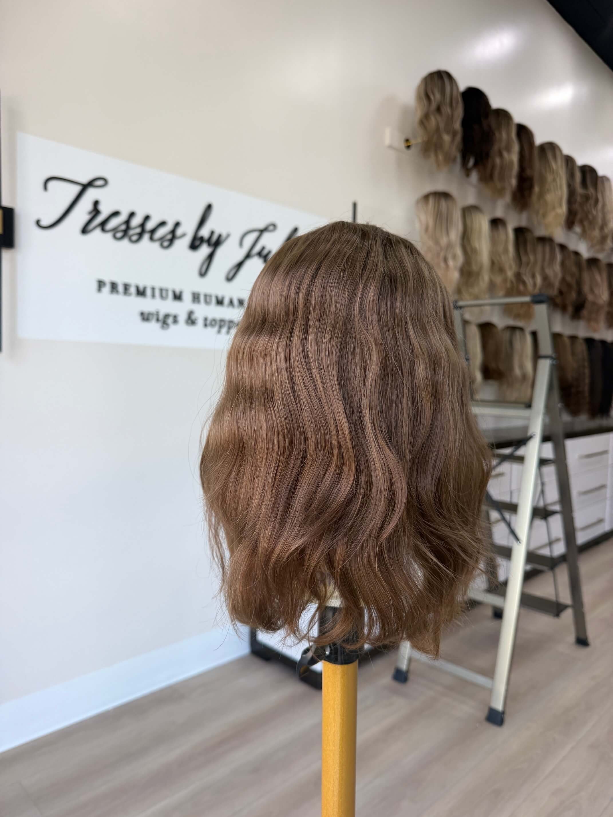 24-inch brown human hair wig with Low Density