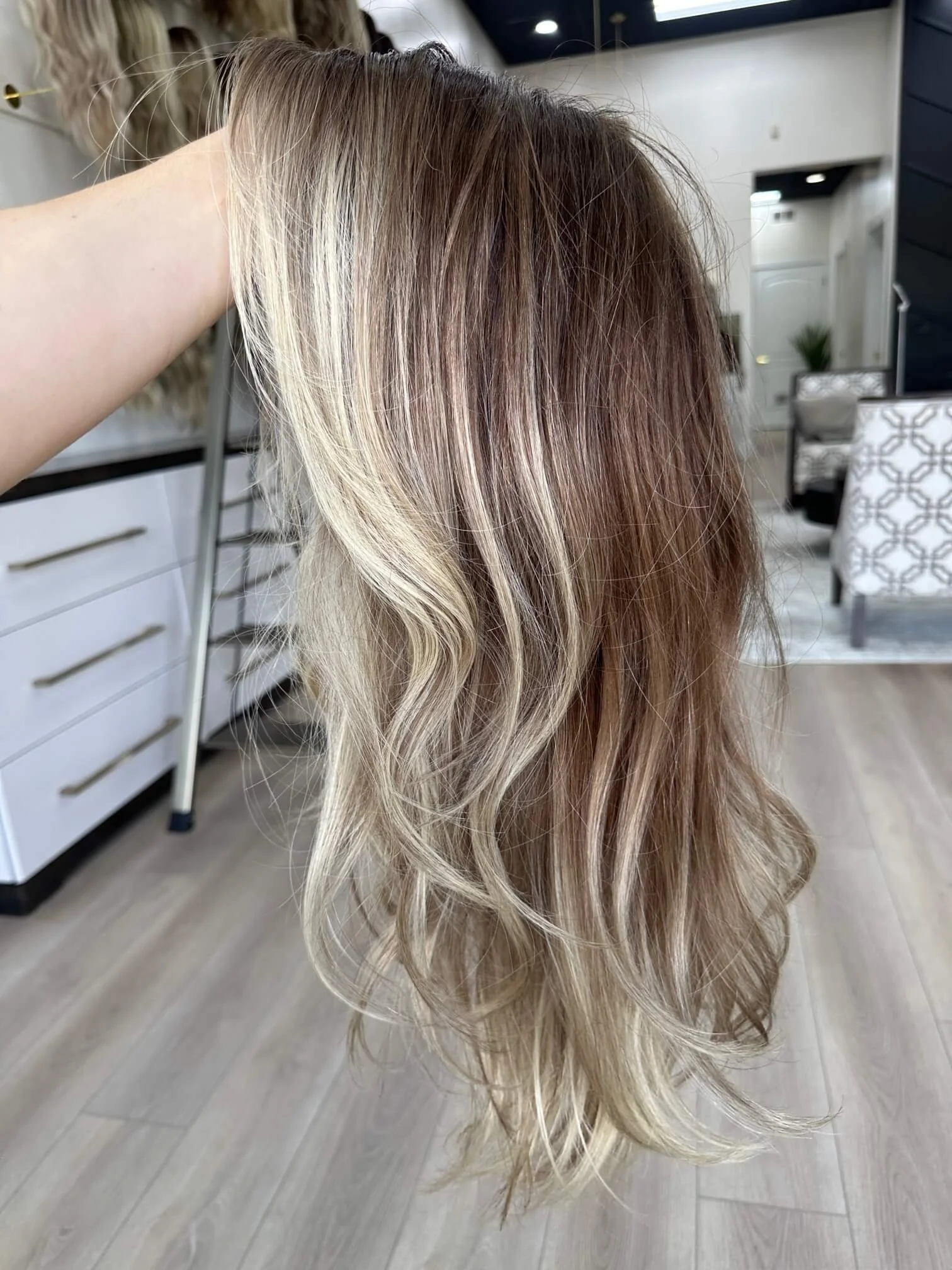 24-inch blonde Slavic human hair wig with Low density