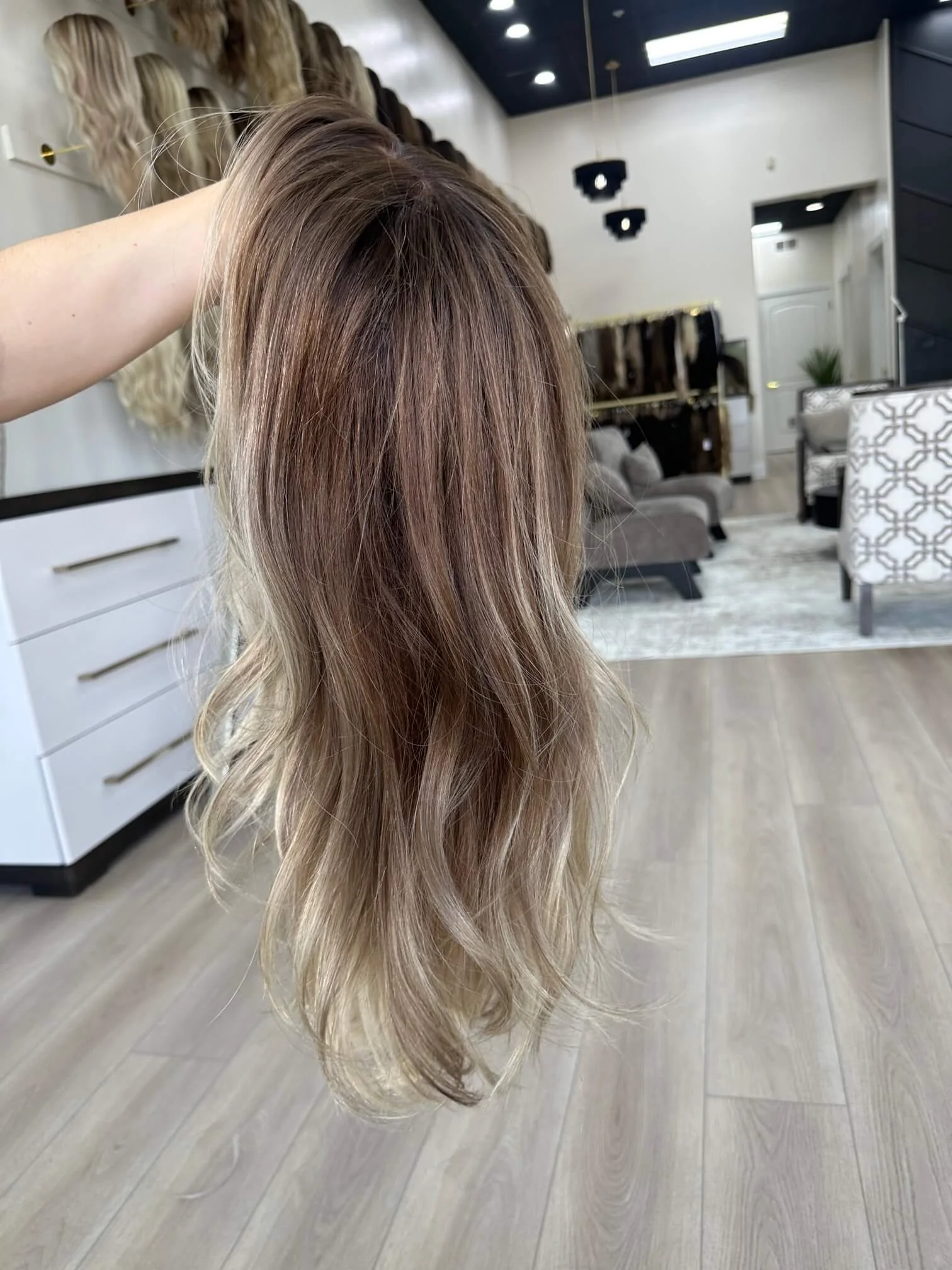 24-inch blonde Slavic human hair wig with a Diamond Lace Top base