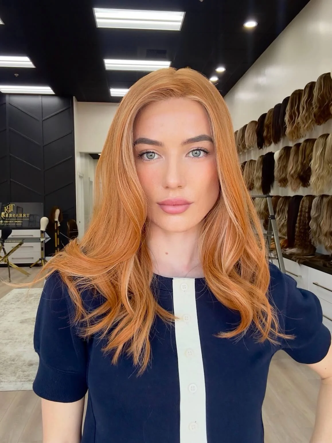 20-inch red human hair wig with low density