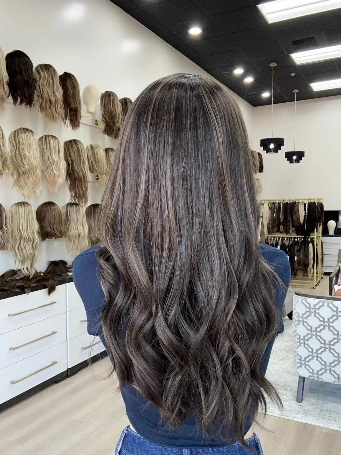 24-inch brown human hair wig with a Velvet Luxe base