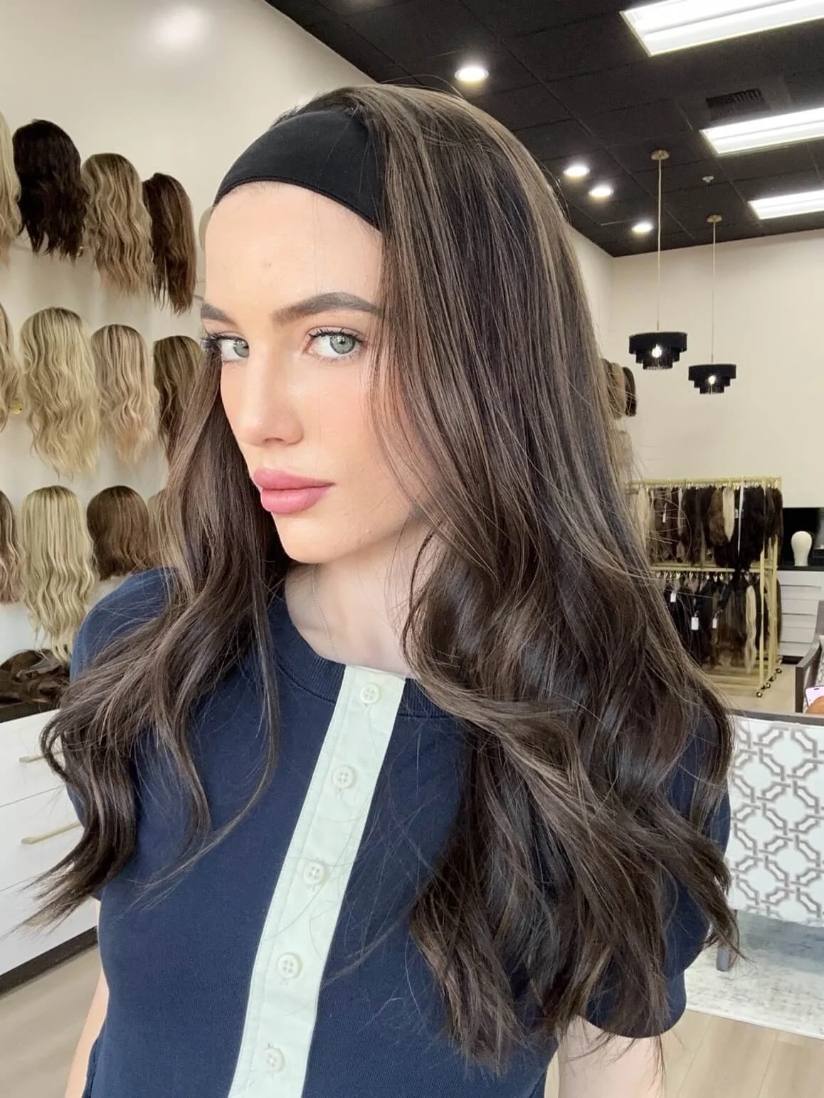 24-inch brown human hair wig with 120% density
