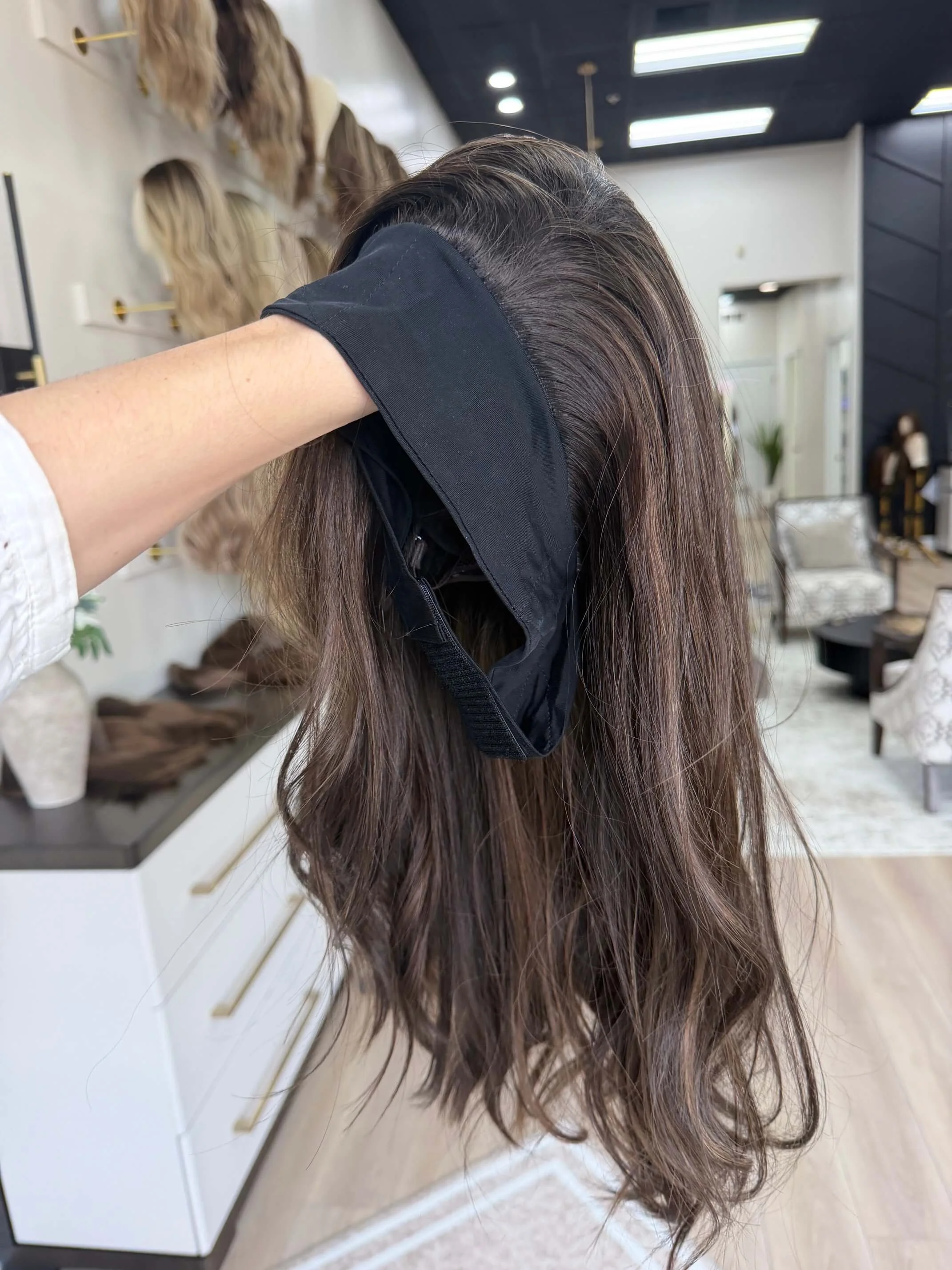 24-inch brown human hair wig in Brown