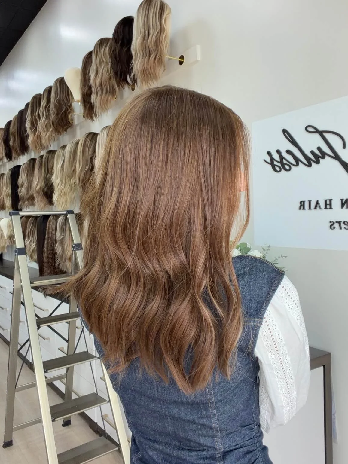 20-inch brown human hair wig with 20-inch length