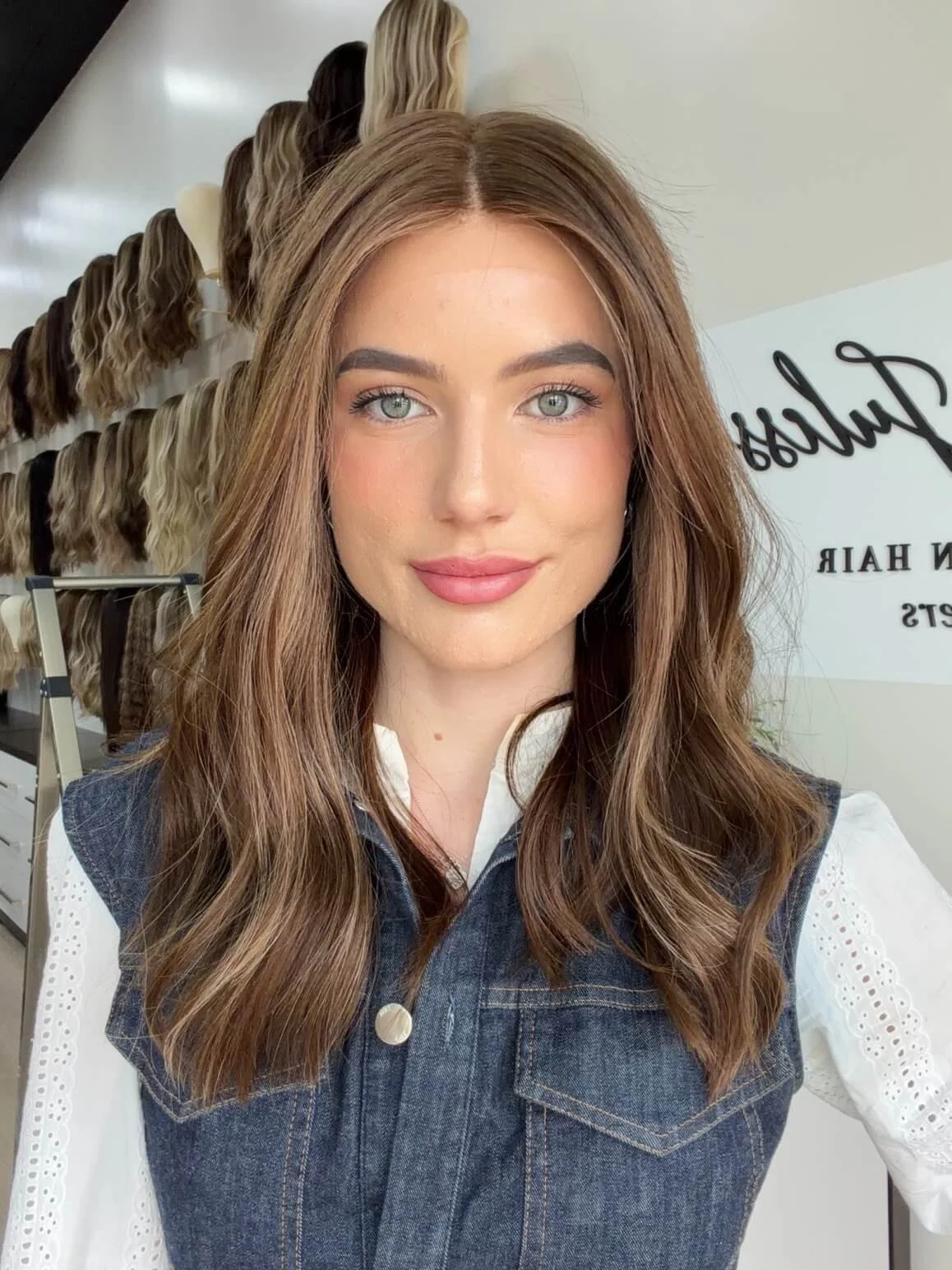 20-inch brown human hair wig with 20-inch length